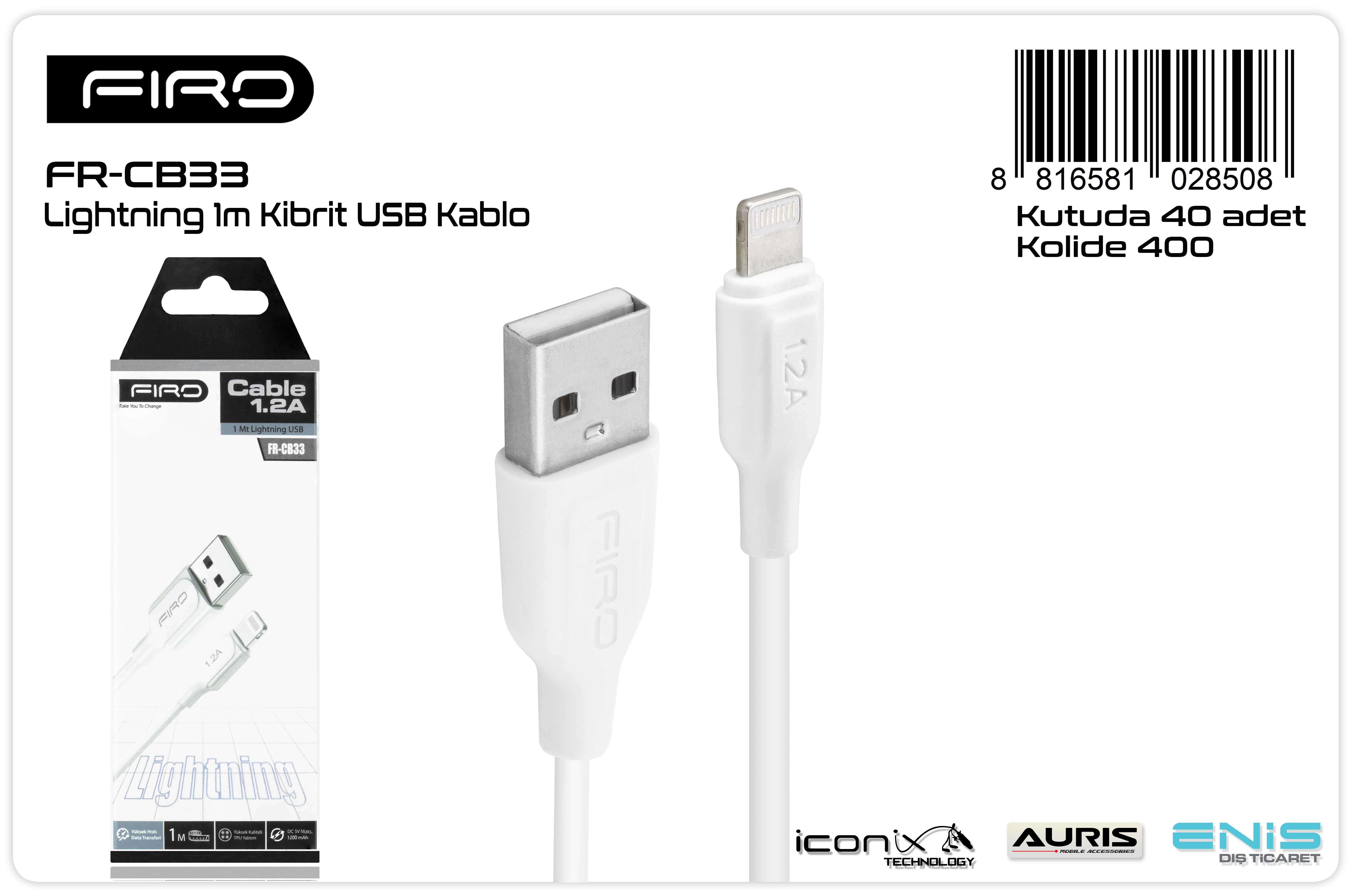 ARS-CB33 Lightning Kablo Kibrit