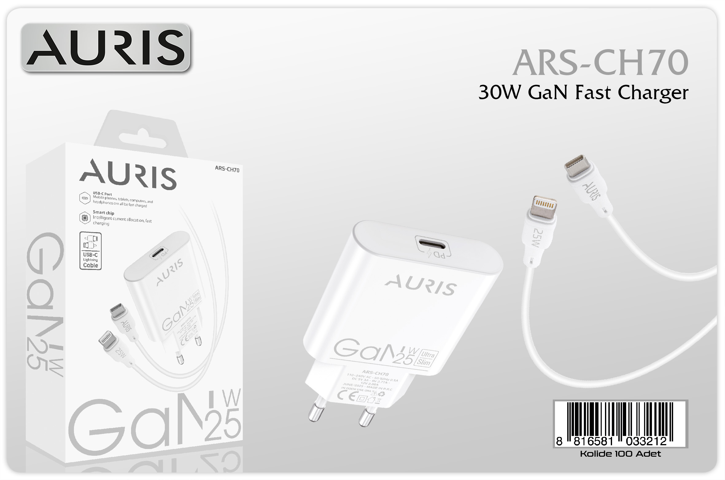 CH70 25W GaN Usb-C Lightning Set