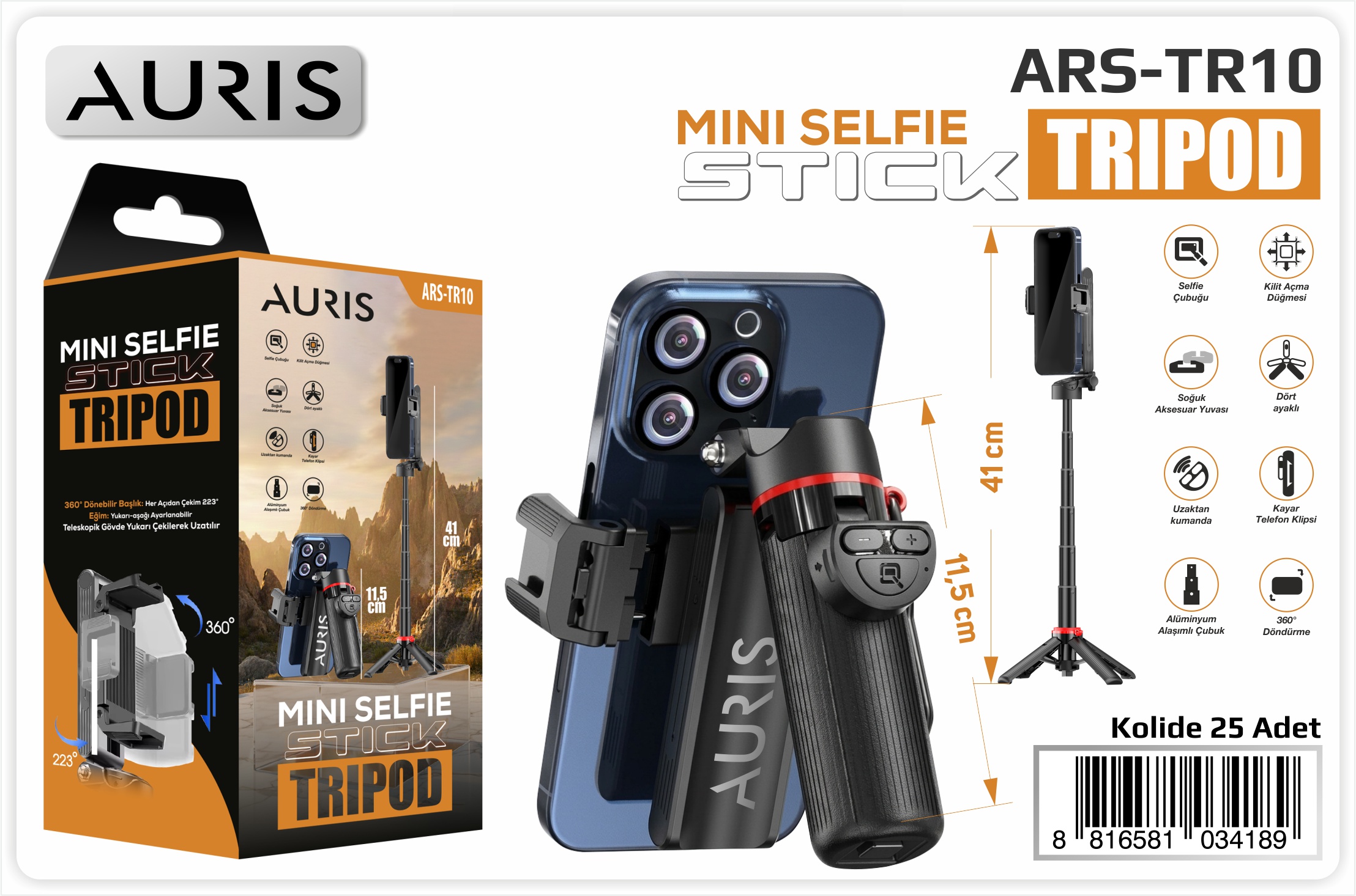 TR10 Tripod 41cm Kumanda&Ayaklı&360°