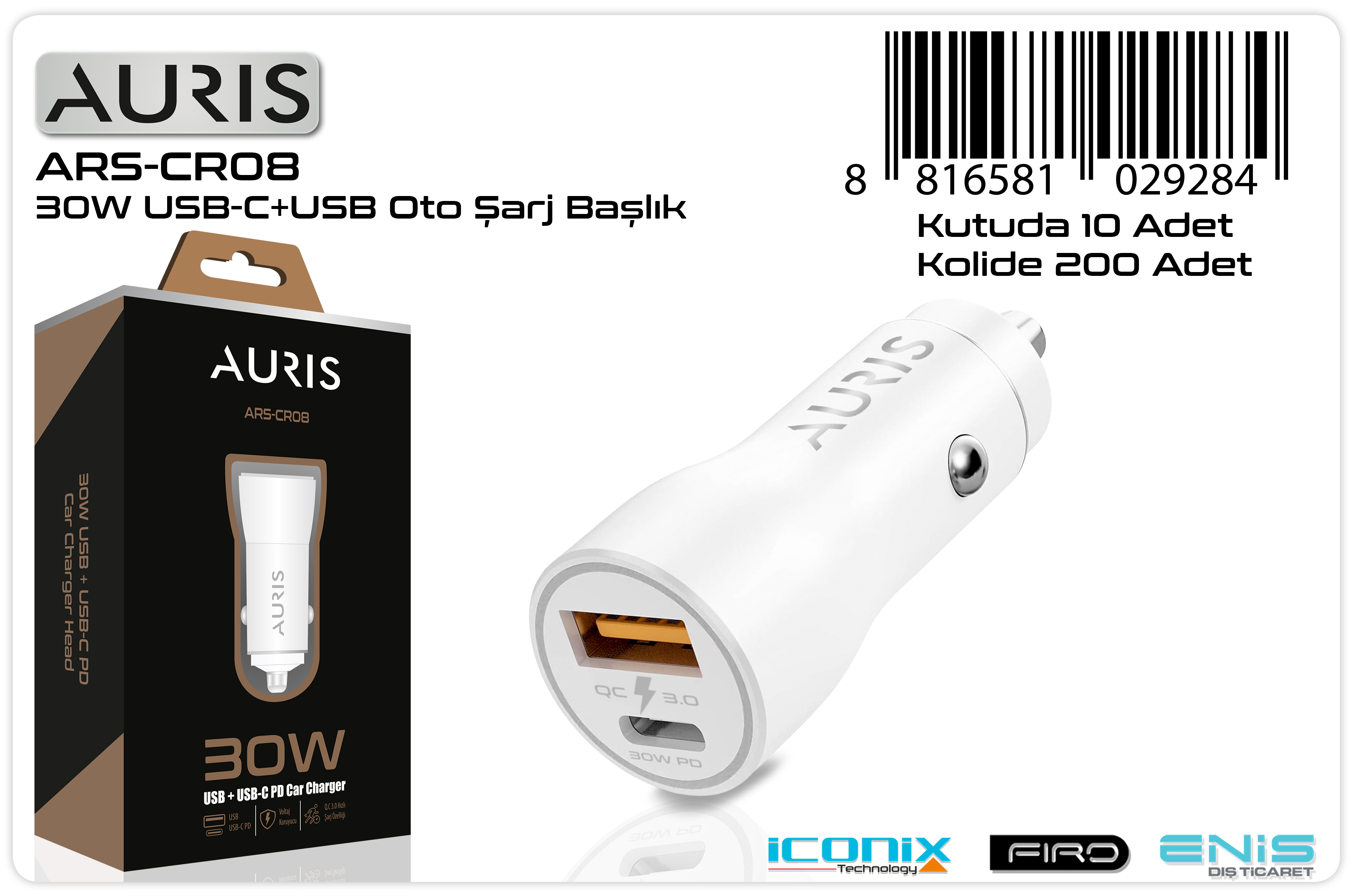 CR08 30W Usb+PD Oto Kafa