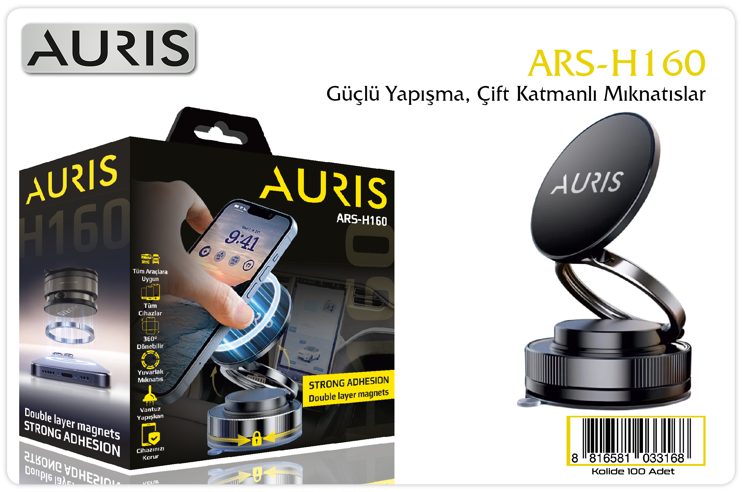 H160 Metal Araç İçi Tel.Tutucu