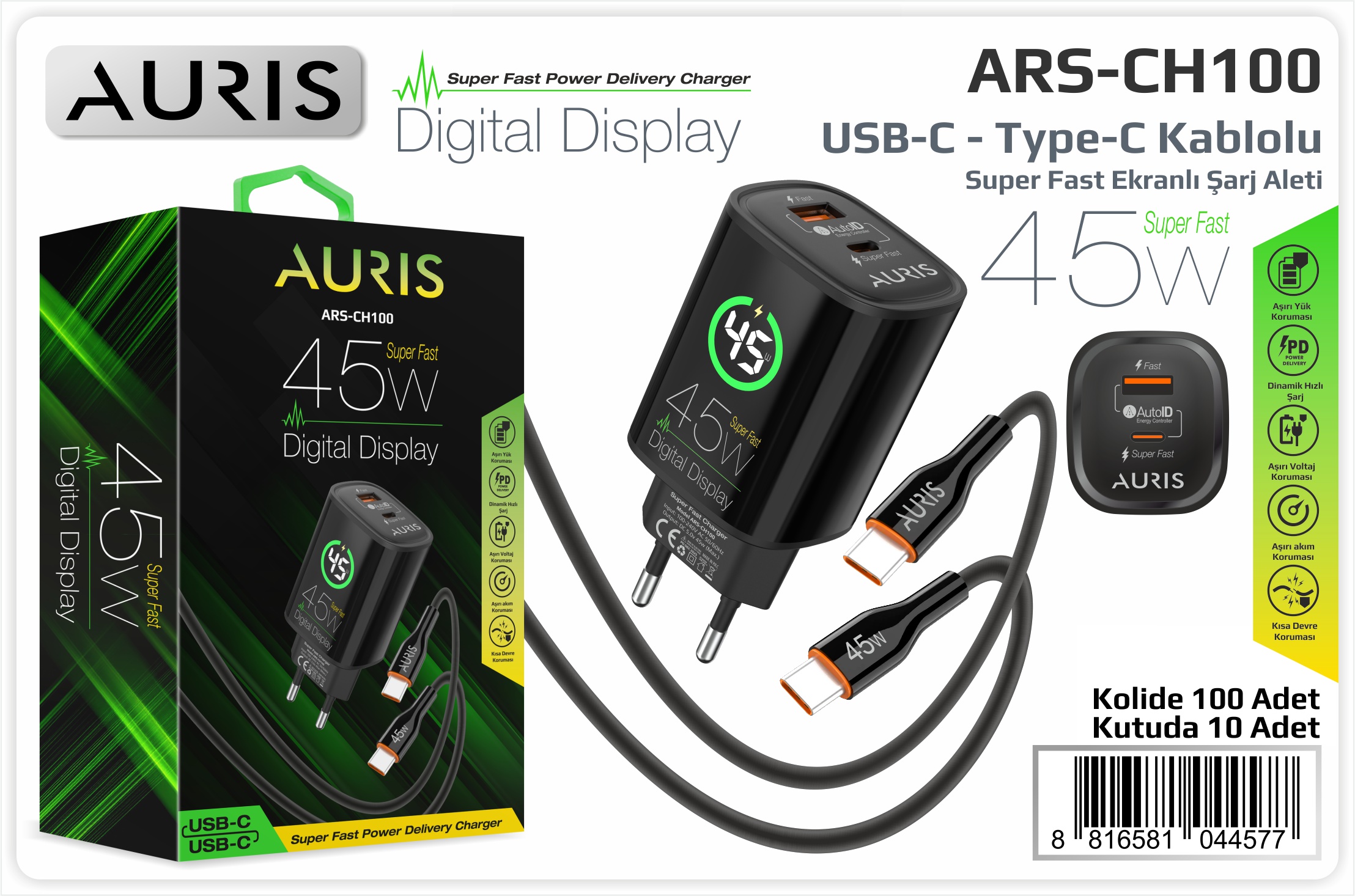 CH100 45W Dijital Usb-C Type-C Set