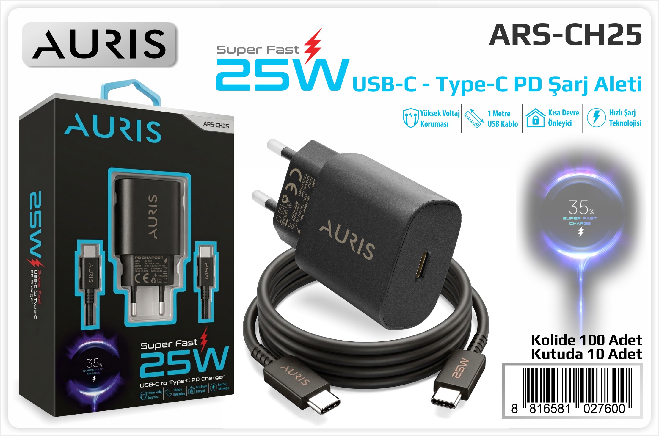 CH25 25W Set Usb-C Type-C Siyah Sams. 