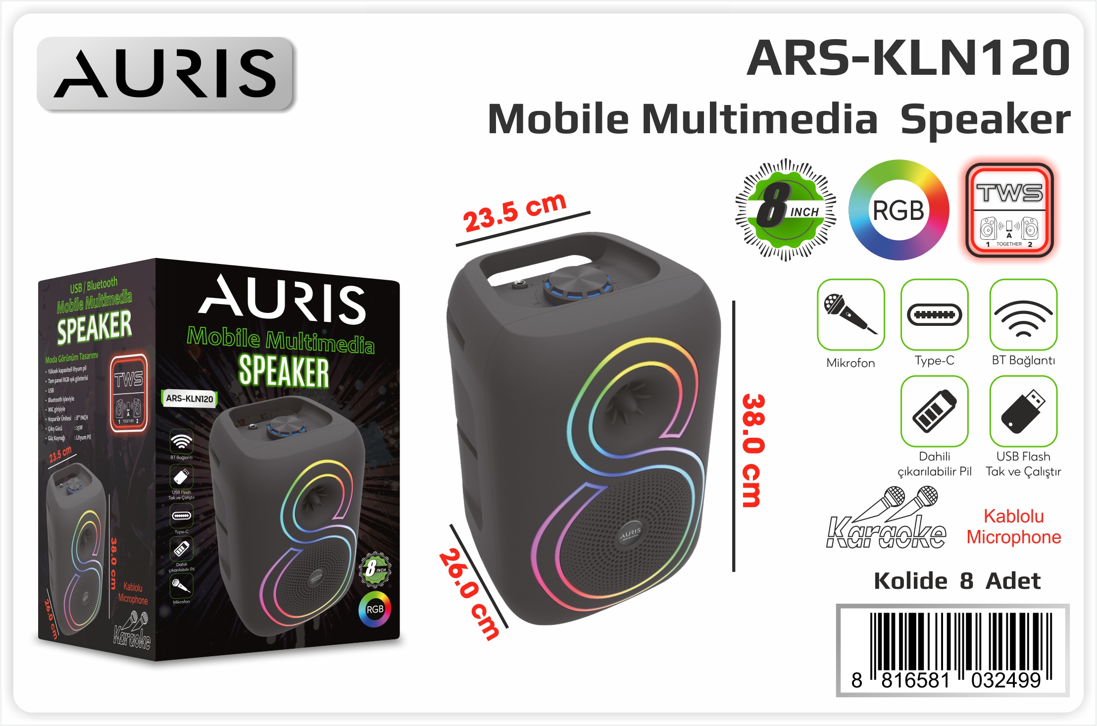 KLN120 Speaker 8 inç
