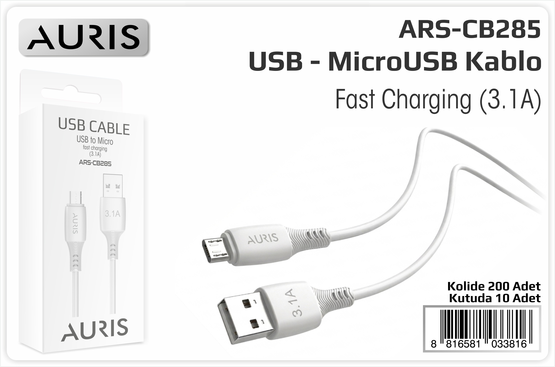CB285 3.1A Micro Usb Kablo Eco