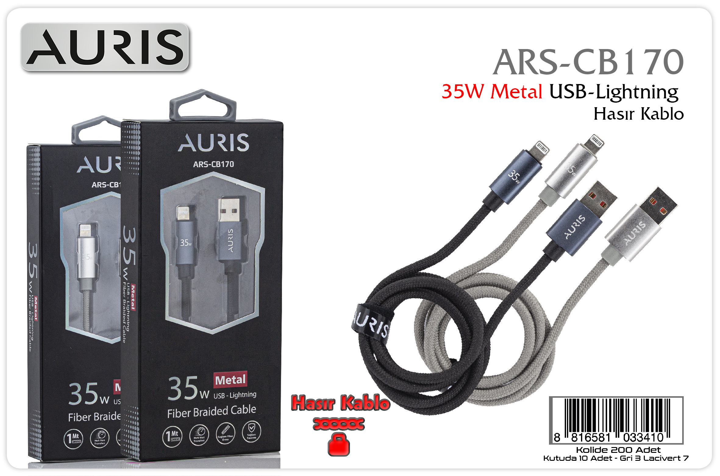 CB170 35W Lightning Metal Hasır Kablo