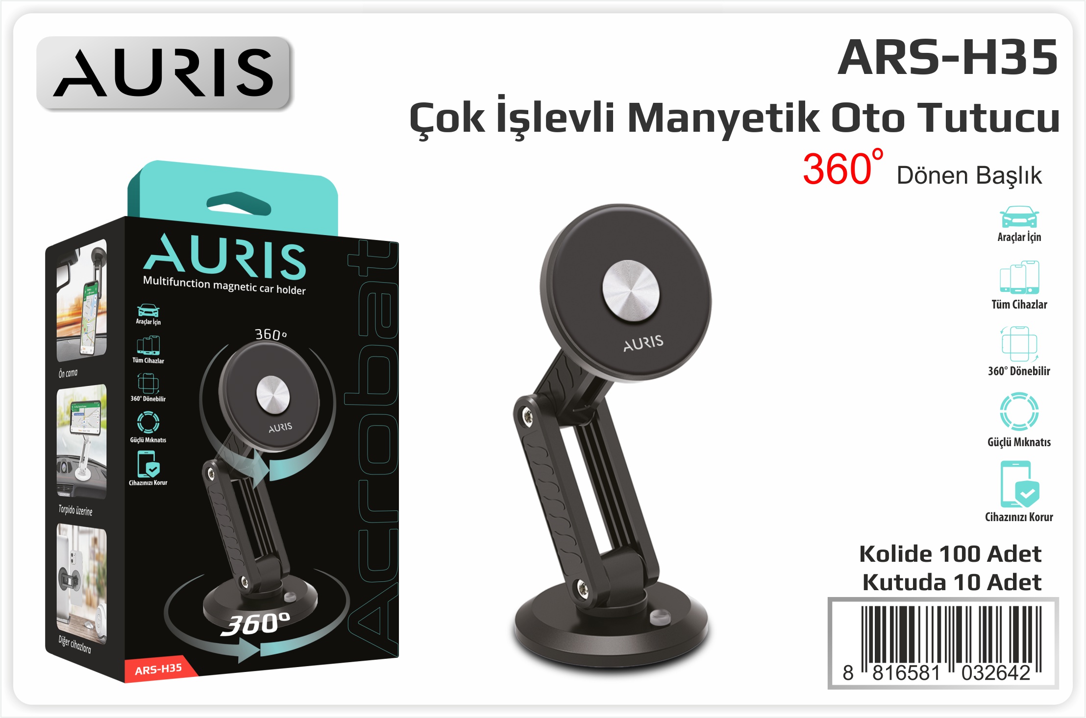 H35 Metal Araç İçi Tel.Tutucu