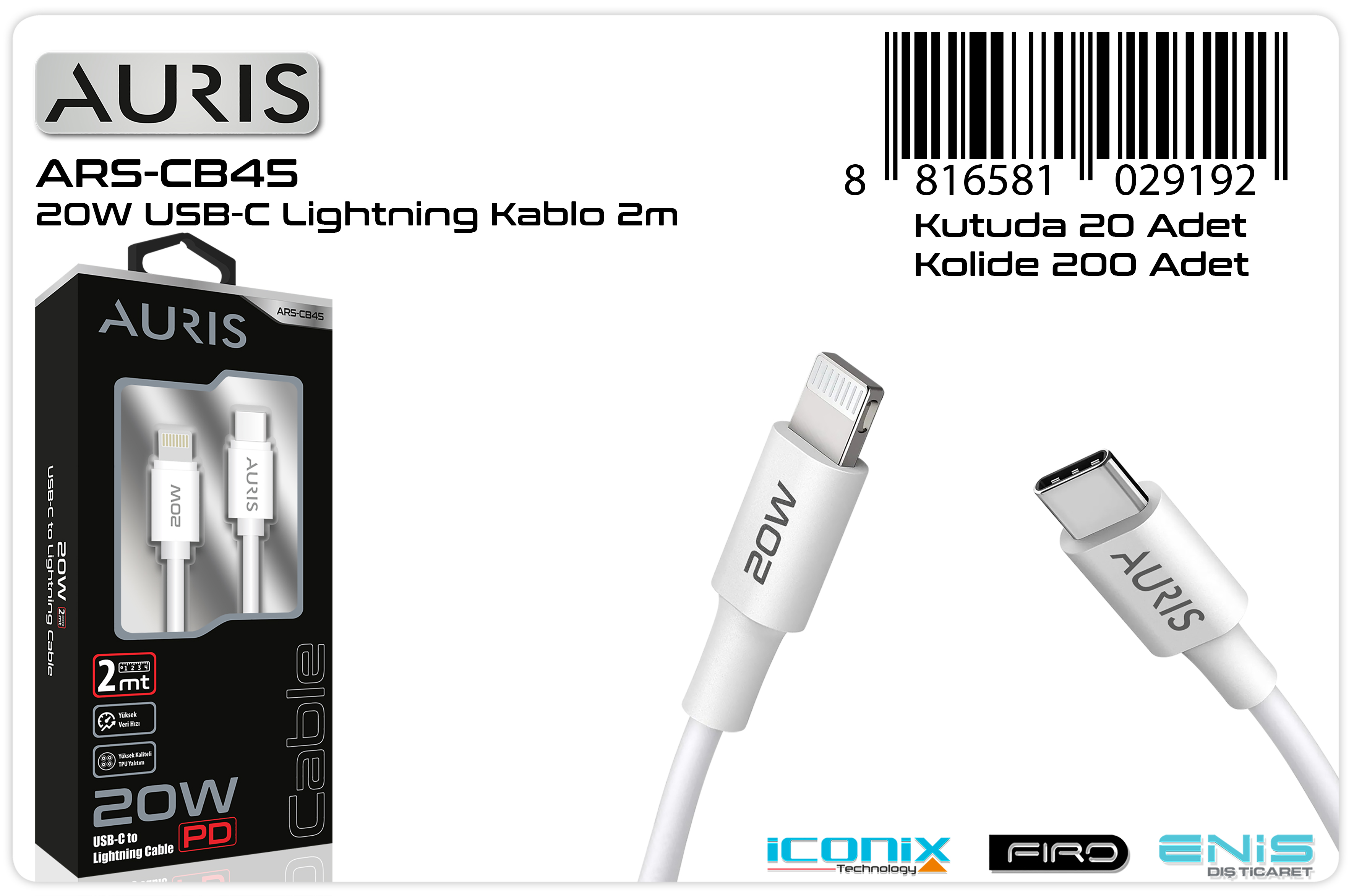 CB45 Usb-C Lightning 2M 20W