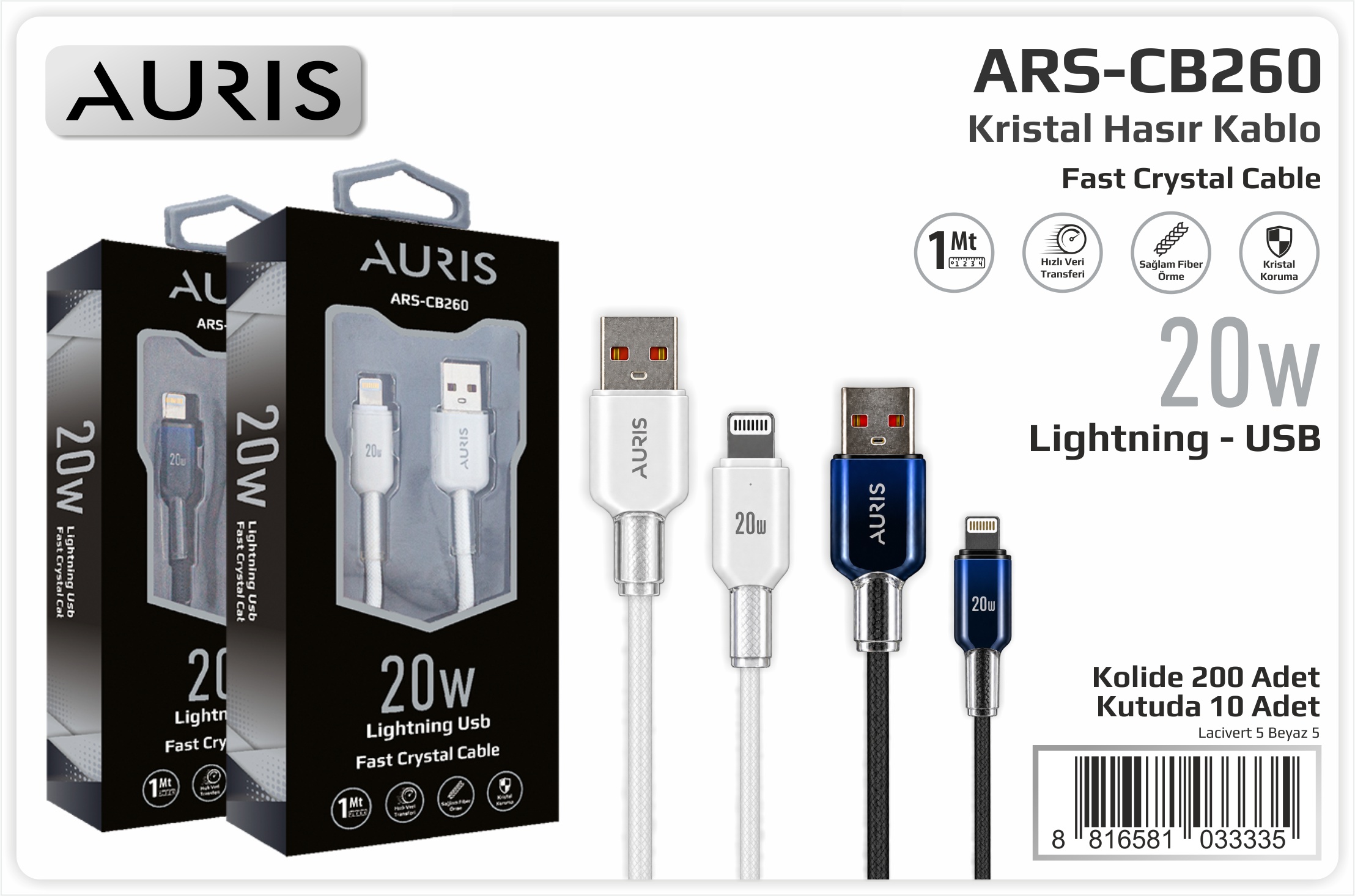 CB260 20W Lightning Kristal Hasır Kablo
