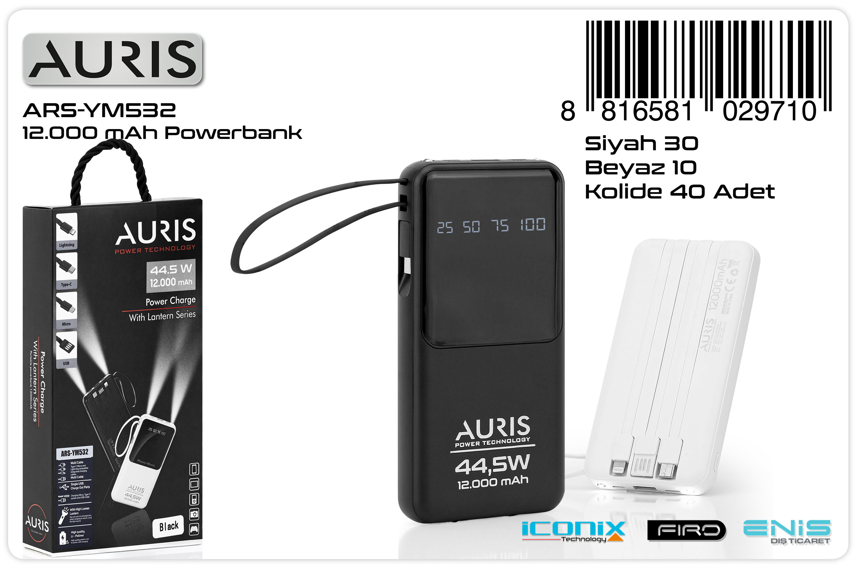 YM532 12.000 Mah Lcd+Kablolu