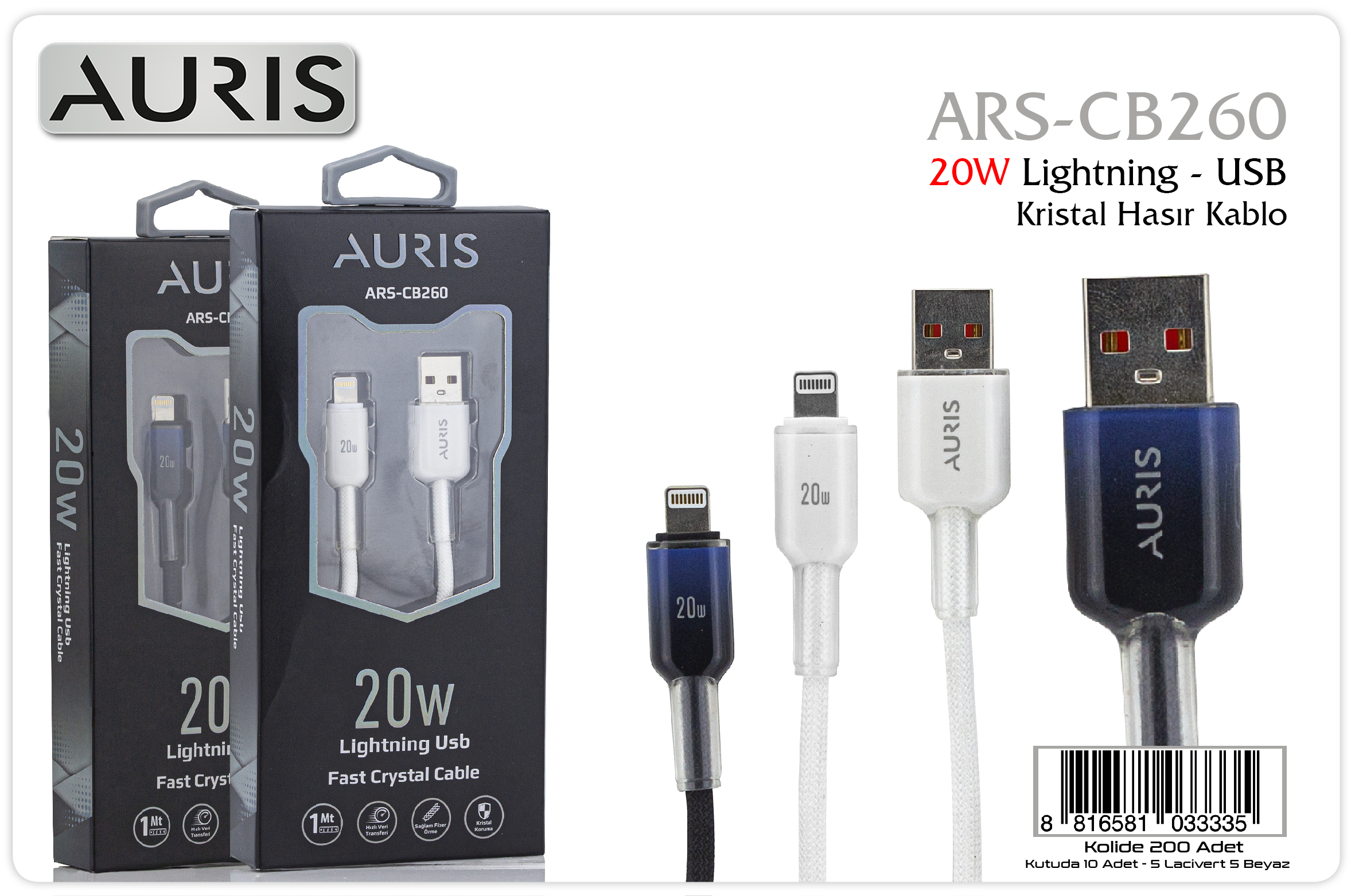CB260 20W Lightning Kristal Hasır Kablo