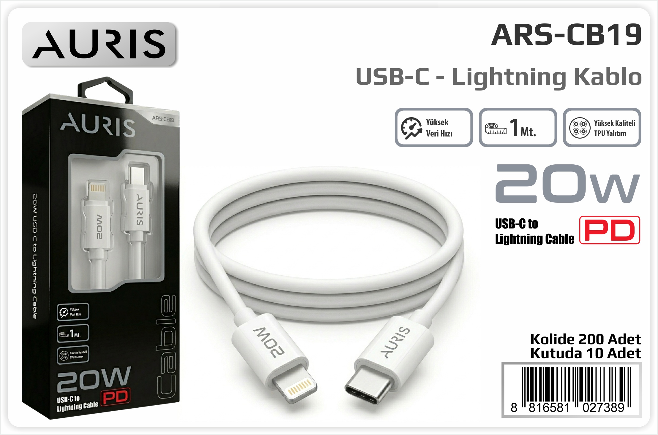 CB19 20W Usb-C Lightning Kablo