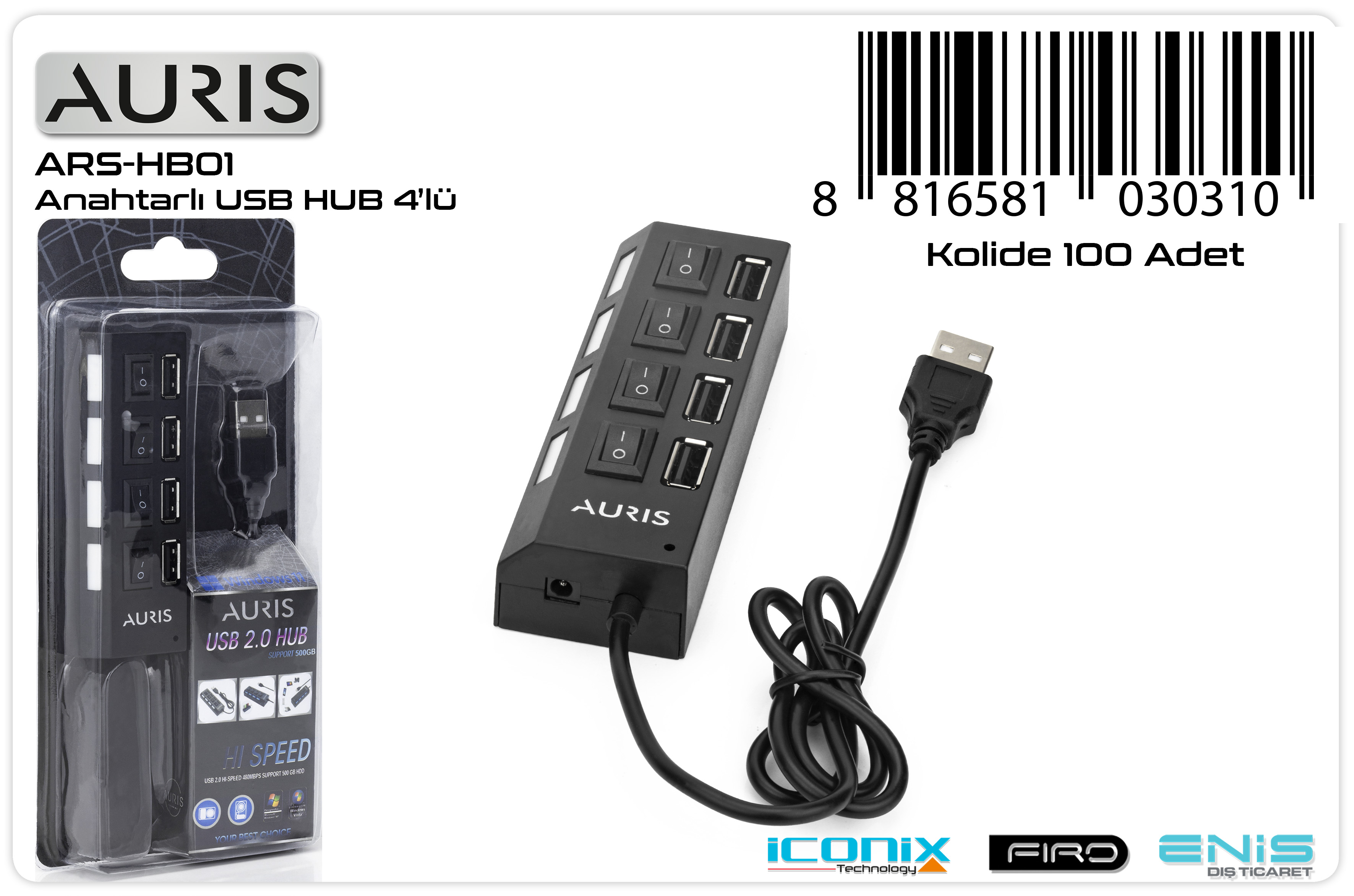 HB01 4Usb Hub Anahtarlı