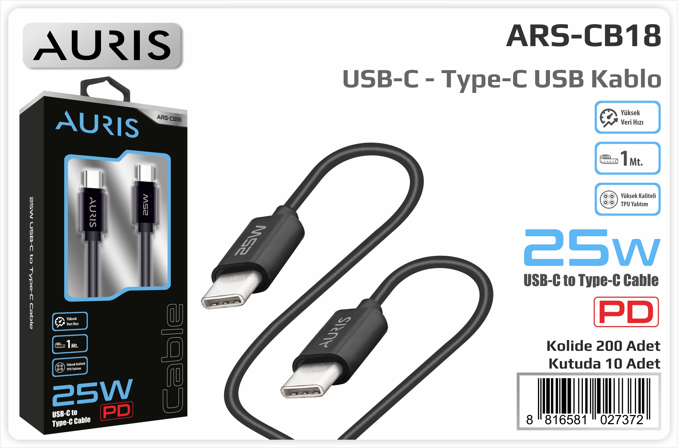 CB18 25W Usb-C Type-C Kablo