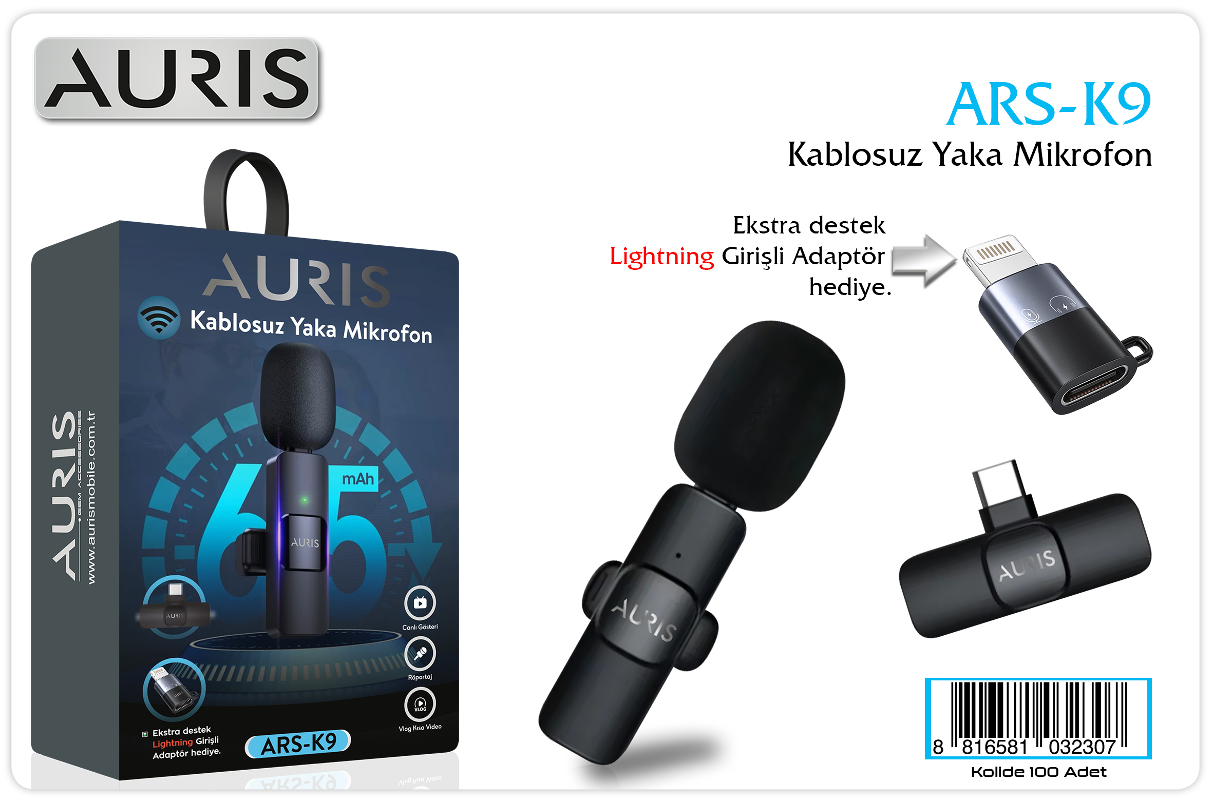 K9 Yaka Mikrofon Kablosuz