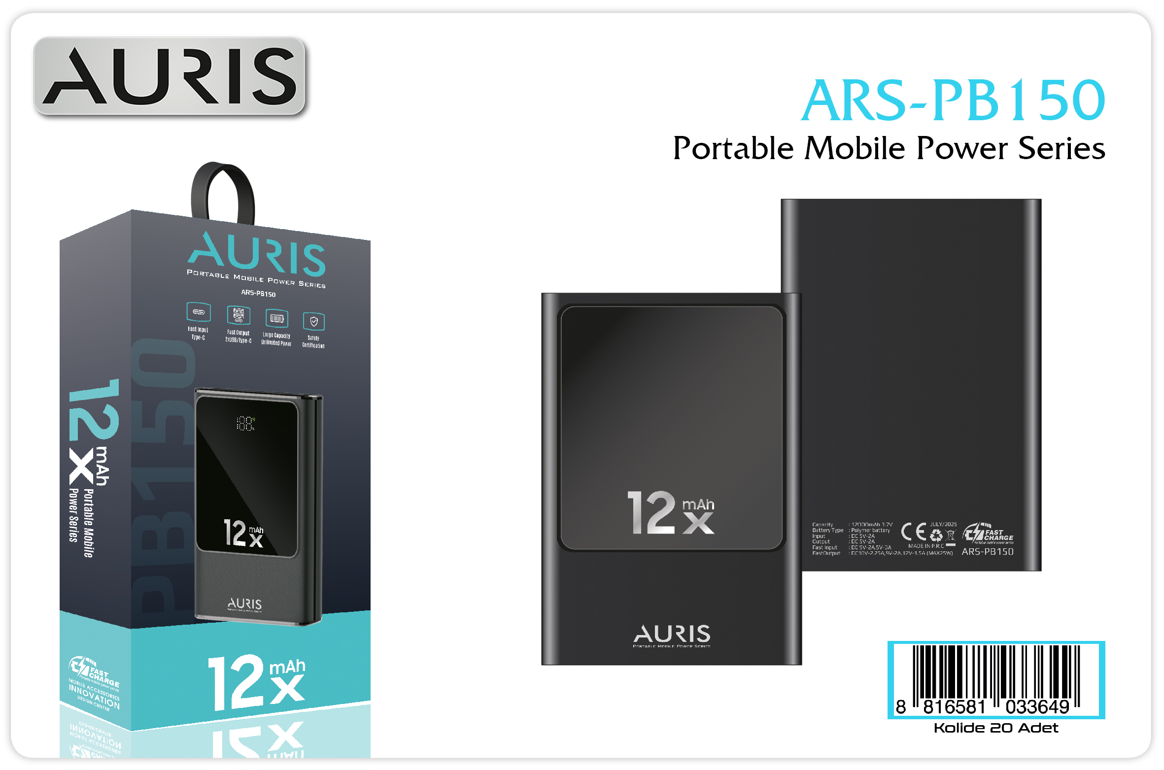 PB150 Fast 12.000 Mah Lcd