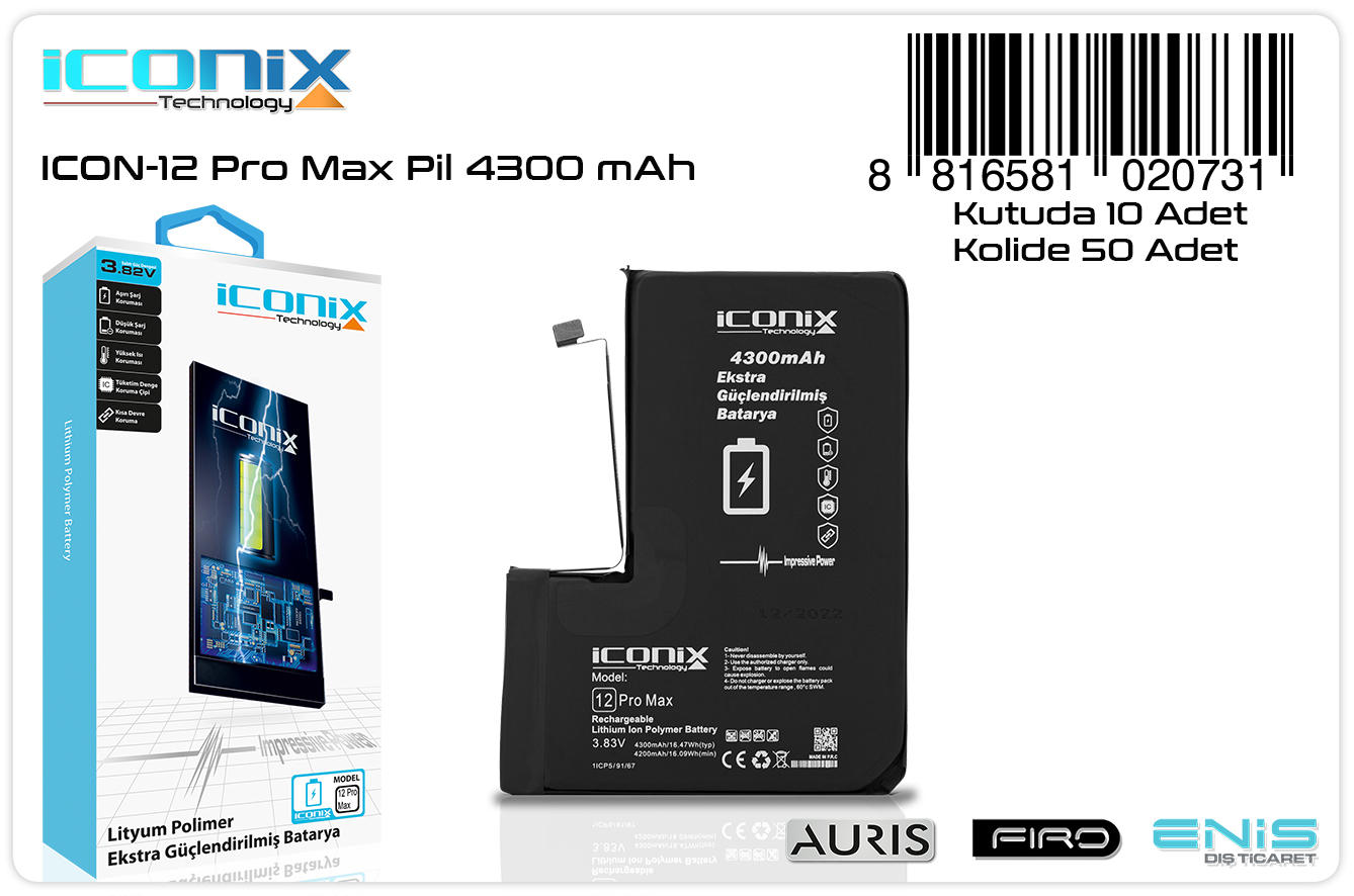 İCON-12 PRO MAX PİL 4300 mAh