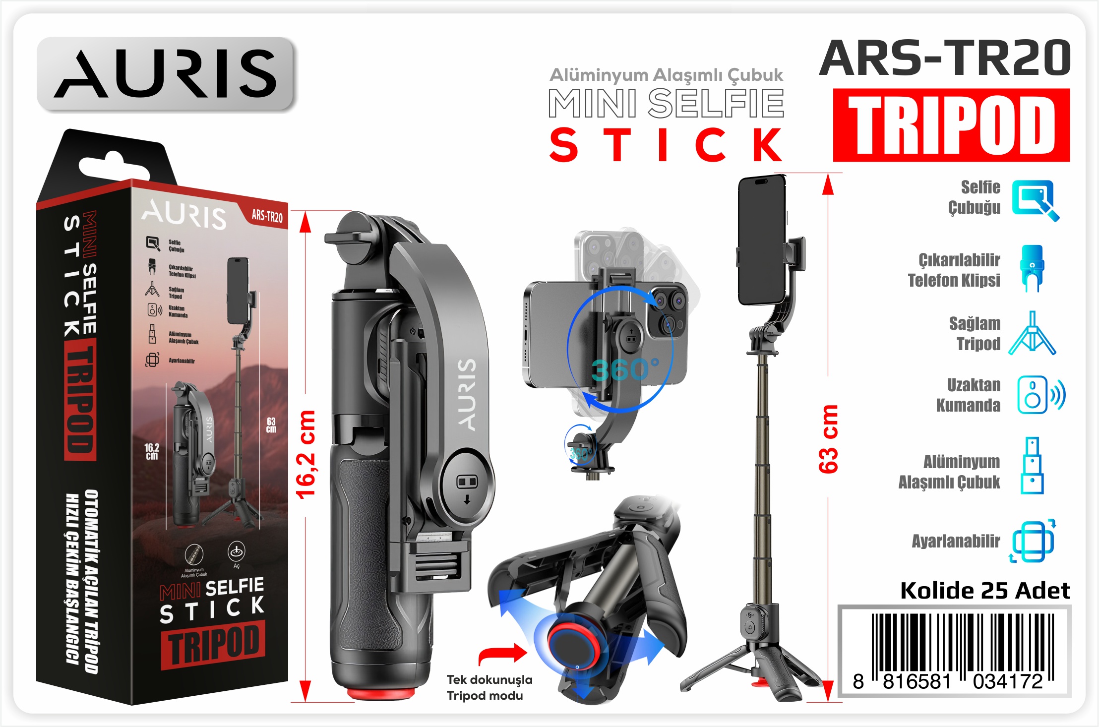 TR20 Tripod 63cm Kumanda&Ayaklı&360°