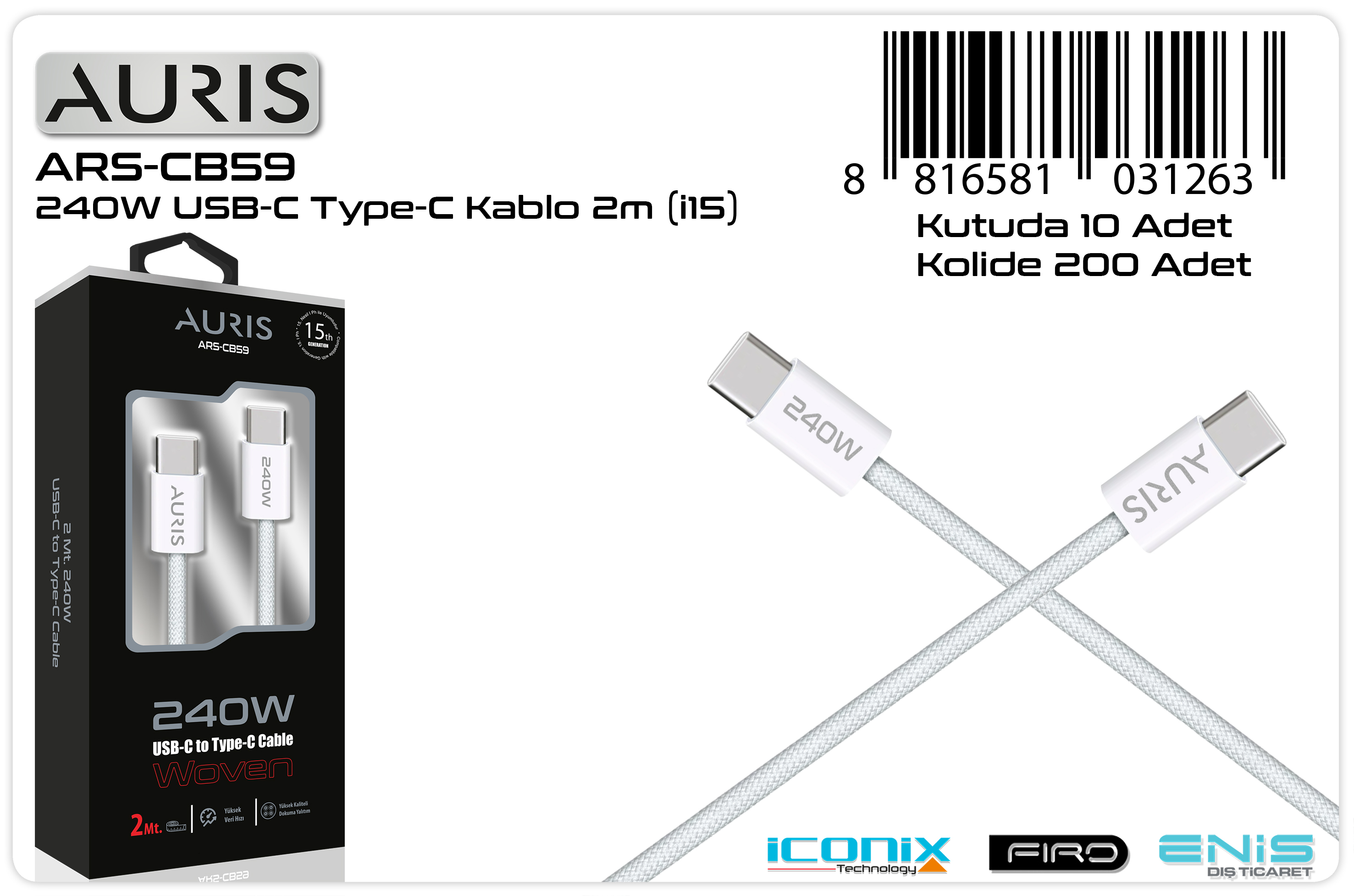 CB59 240W Usb-C 2M Kablo ( İ15 )