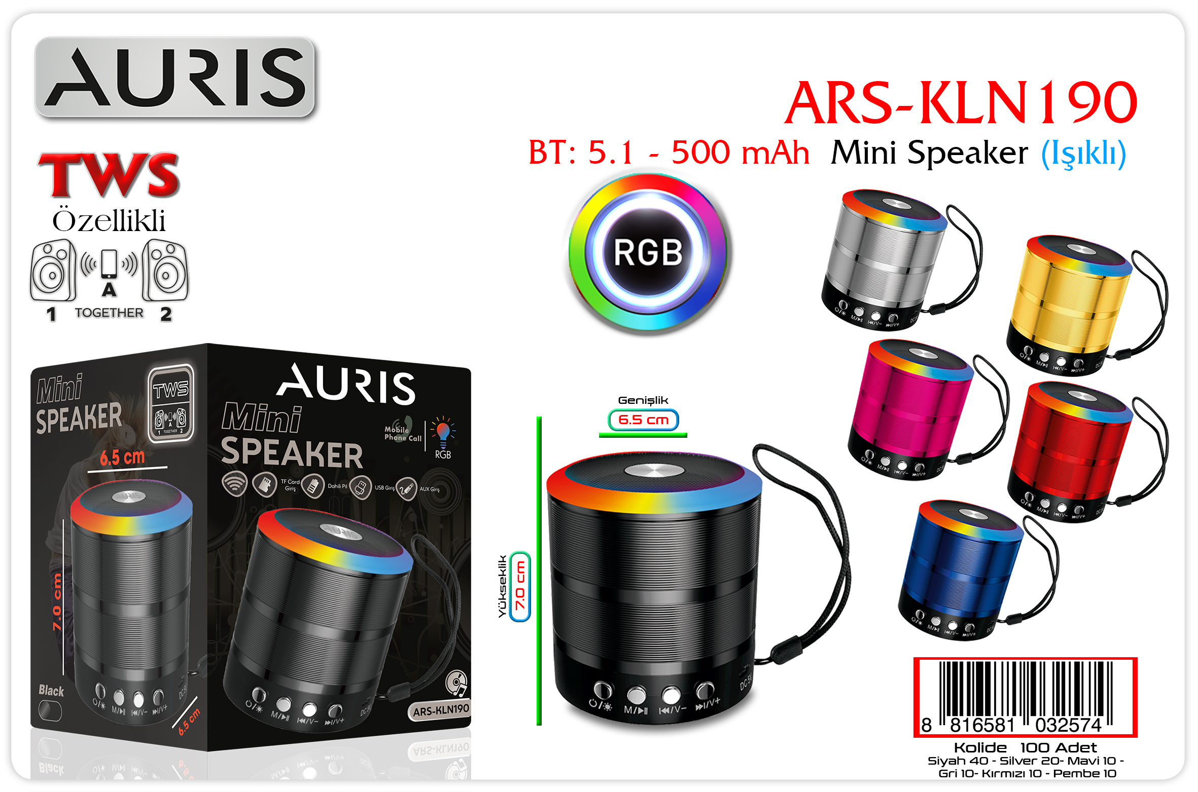 KLN190 Mini Işıklı Speaker