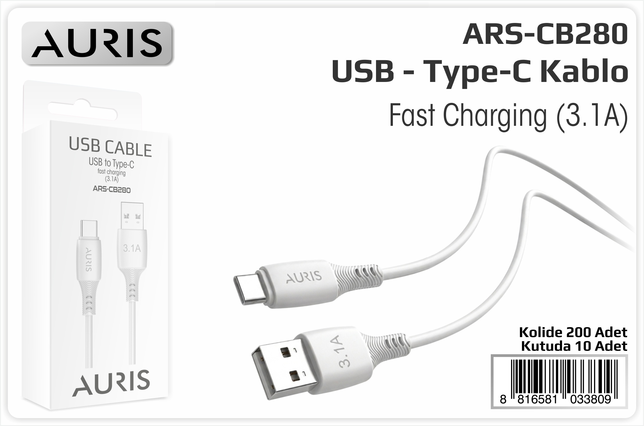 CB280 3.1A Type-C Usb Kablo Eco