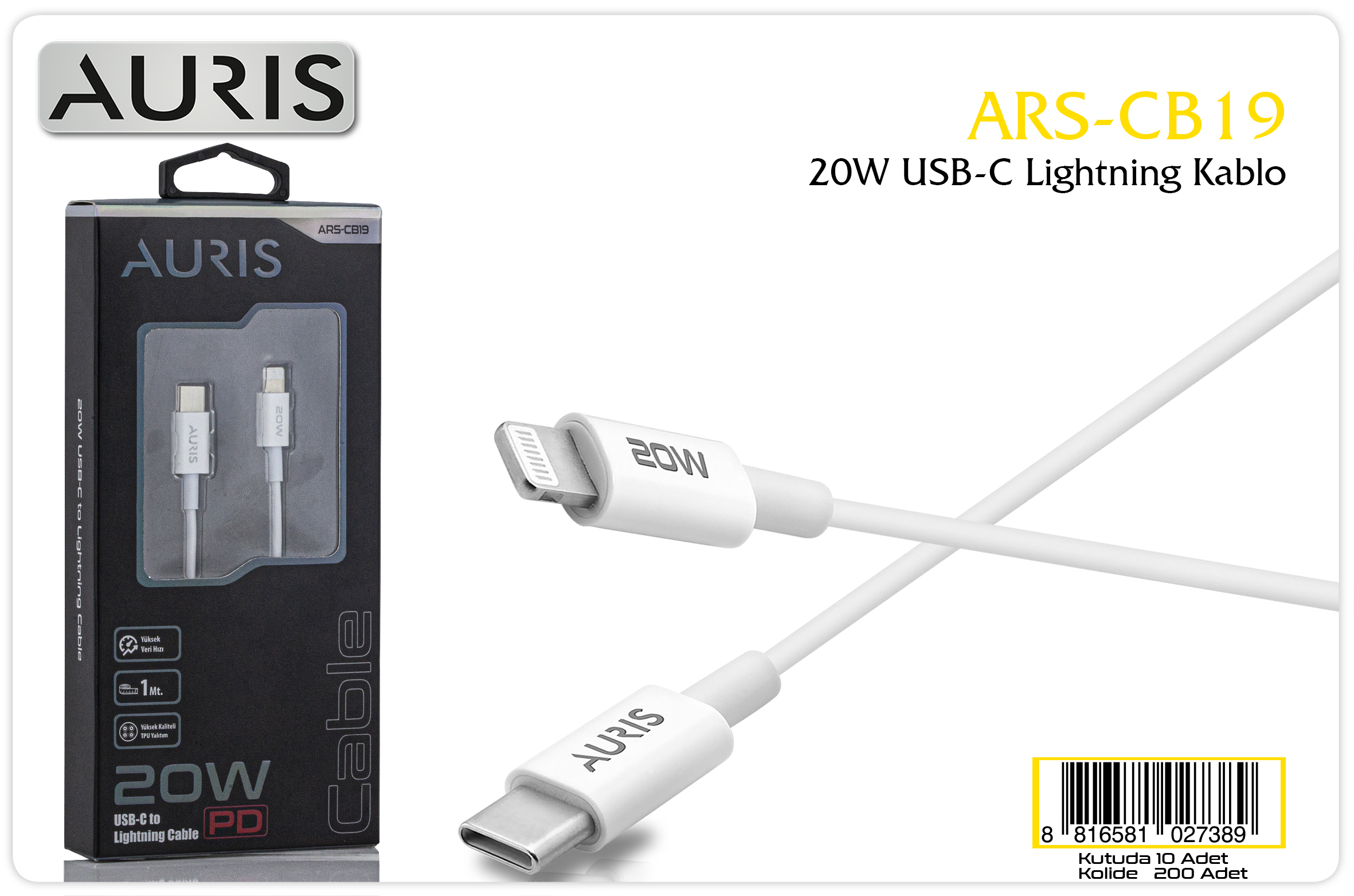 CB19 20W Usb-C Lightning Kablo