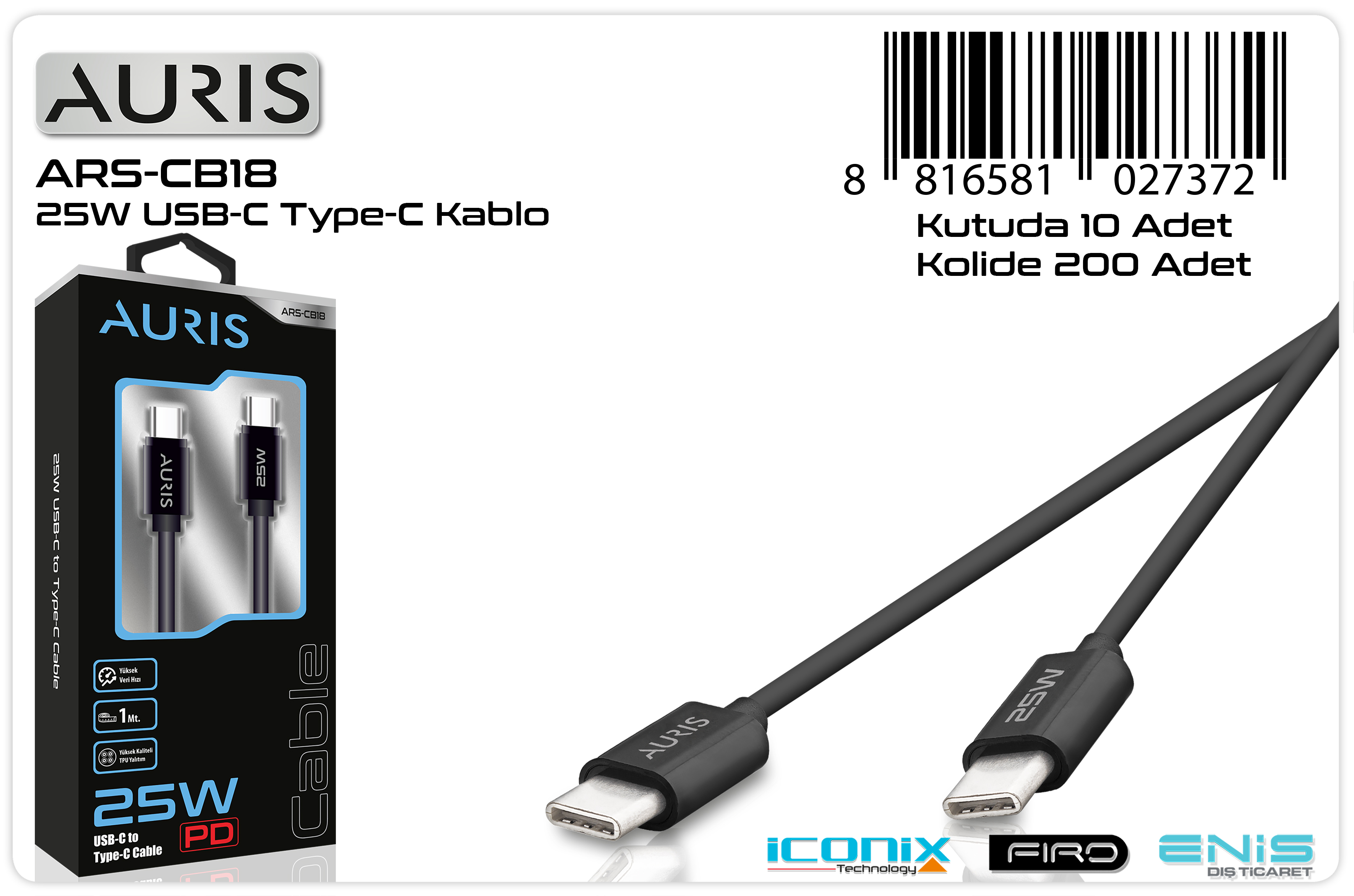 CB18 Usb-C Type-C Kablo 25W