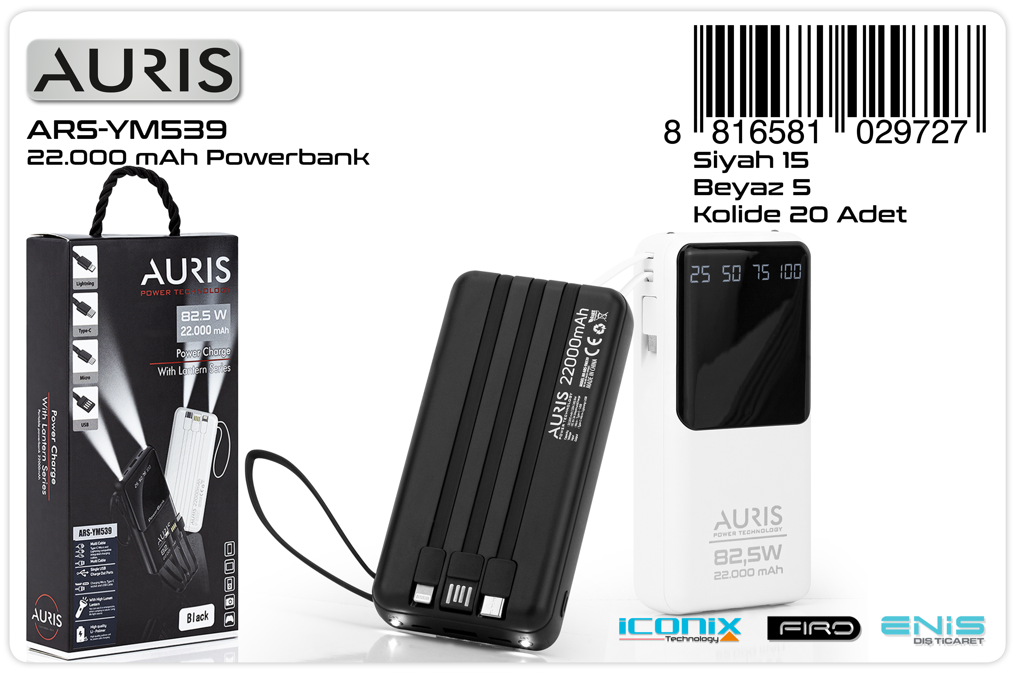 YM539 22.000 Mah Lcd+Kablolu