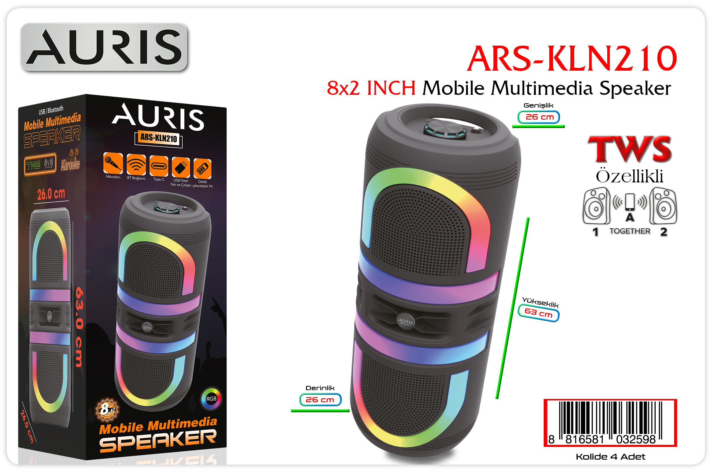 KLN210 Speaker 2X8 inç