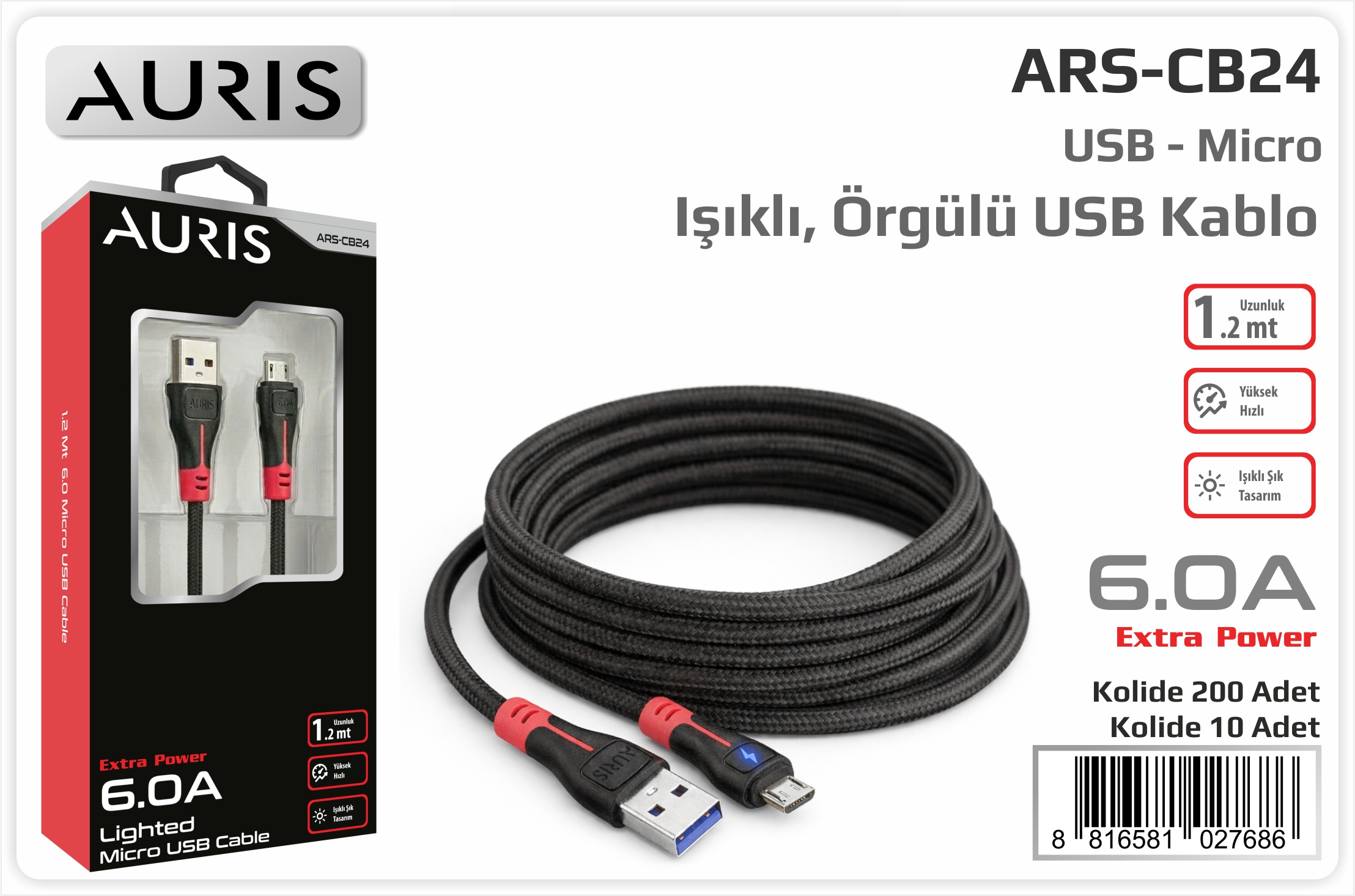 CB24 6A Micro Kablo Işıklı