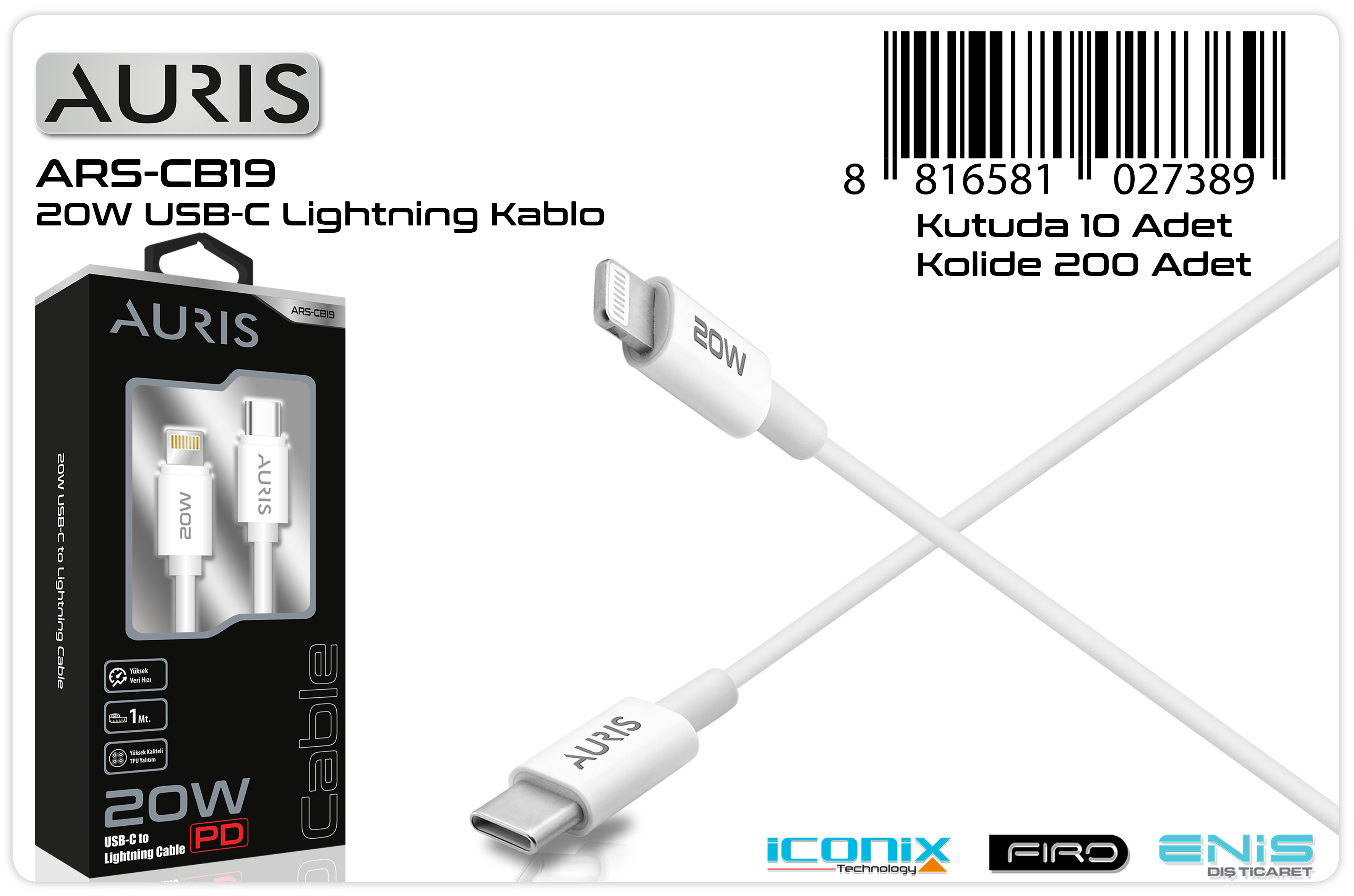 CB19 Usb-C Lightning Kablo 20W