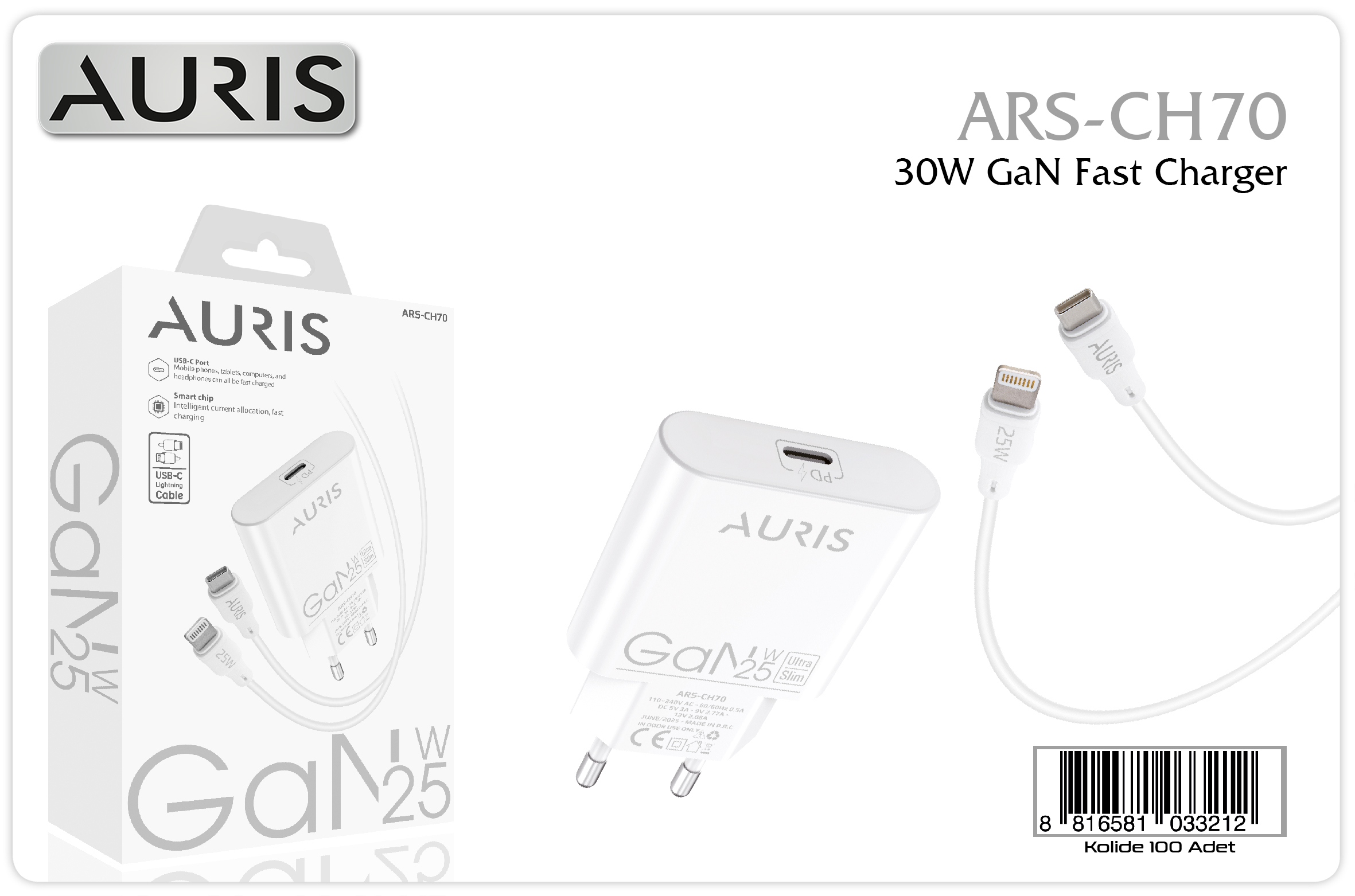 CH70 25W GaN Usb-C Lightning Set