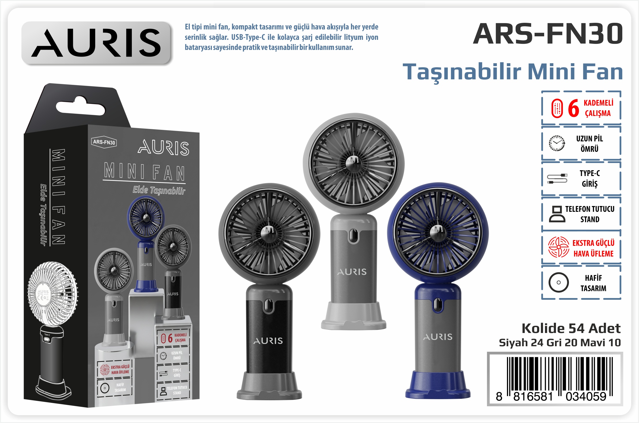 FN30 Mini Fan 6 Kademeli