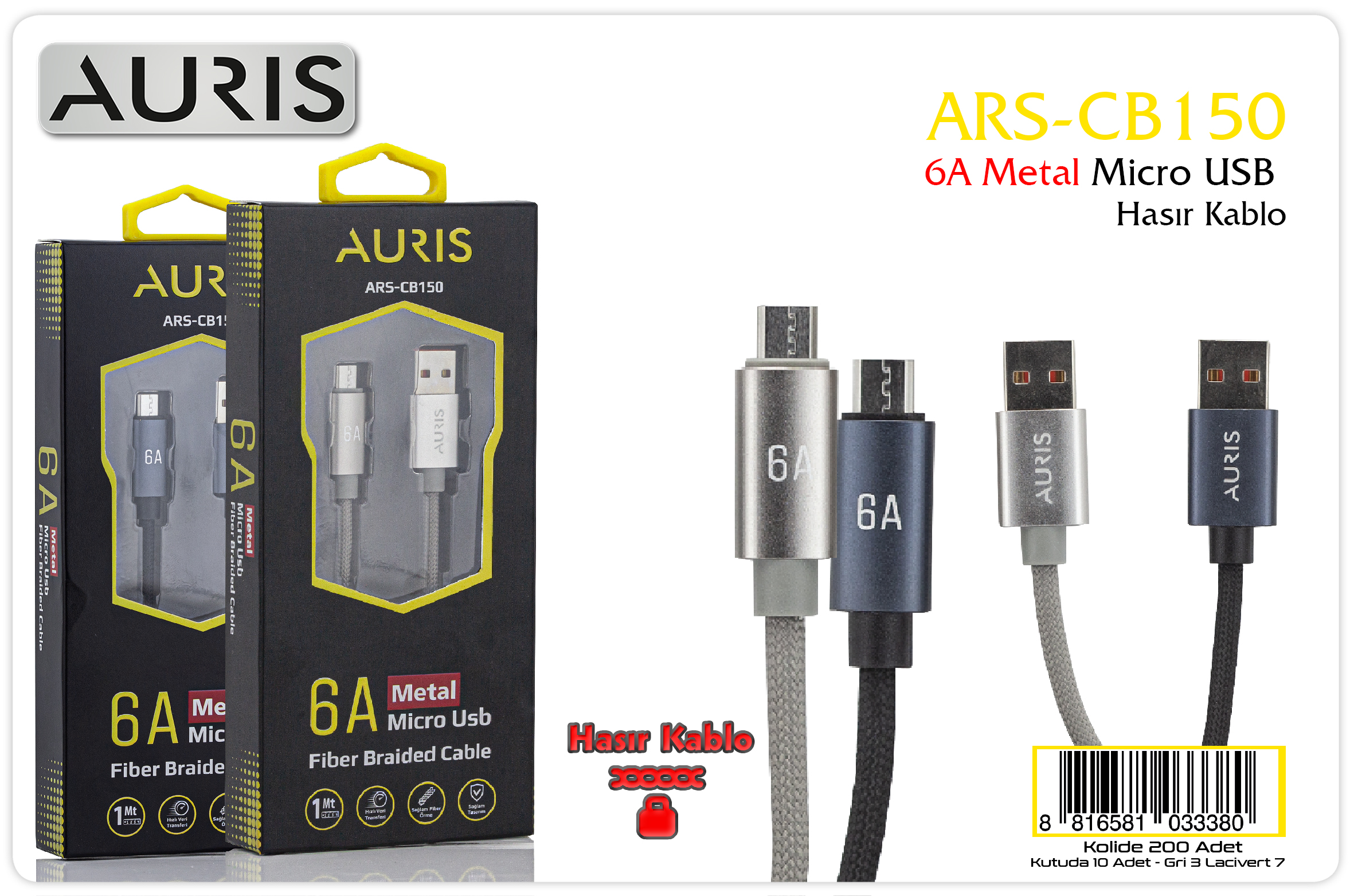 CB150 6A Micro Metal Hasır Kablo