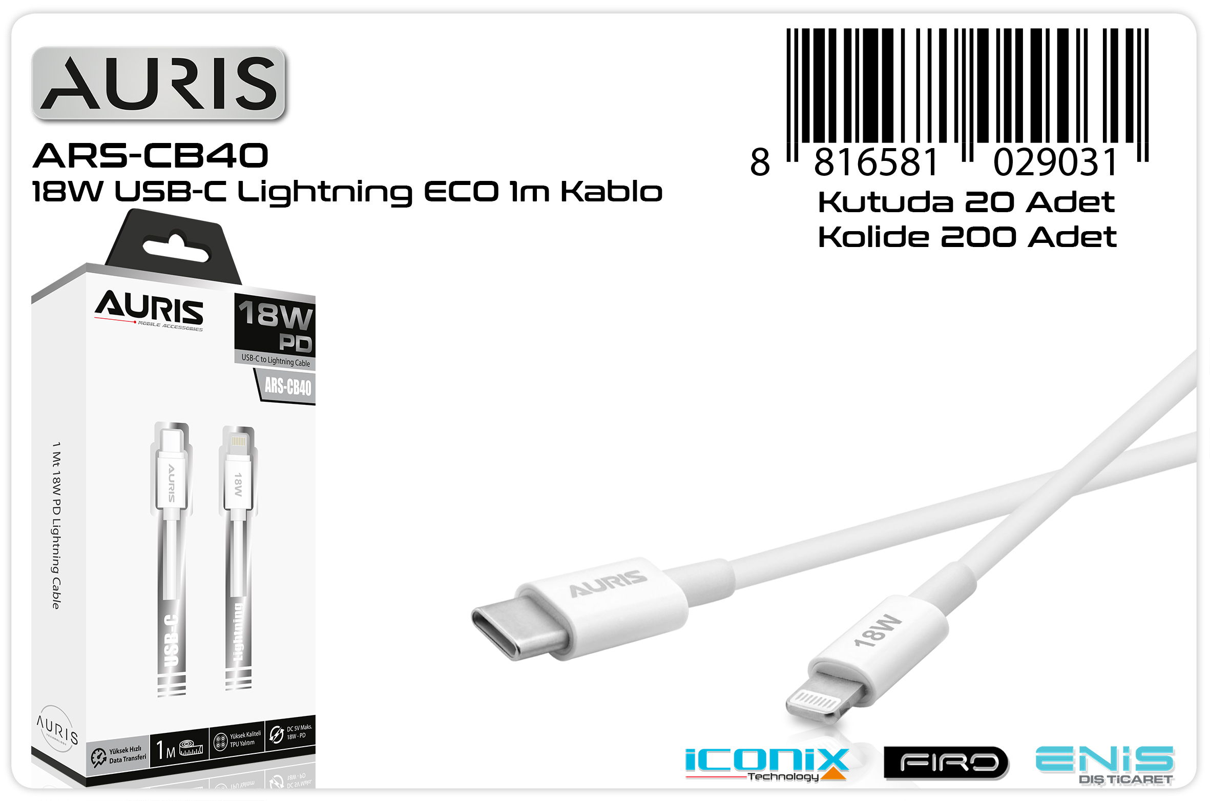 CB40 Usb-C Lightning Kablo Eco