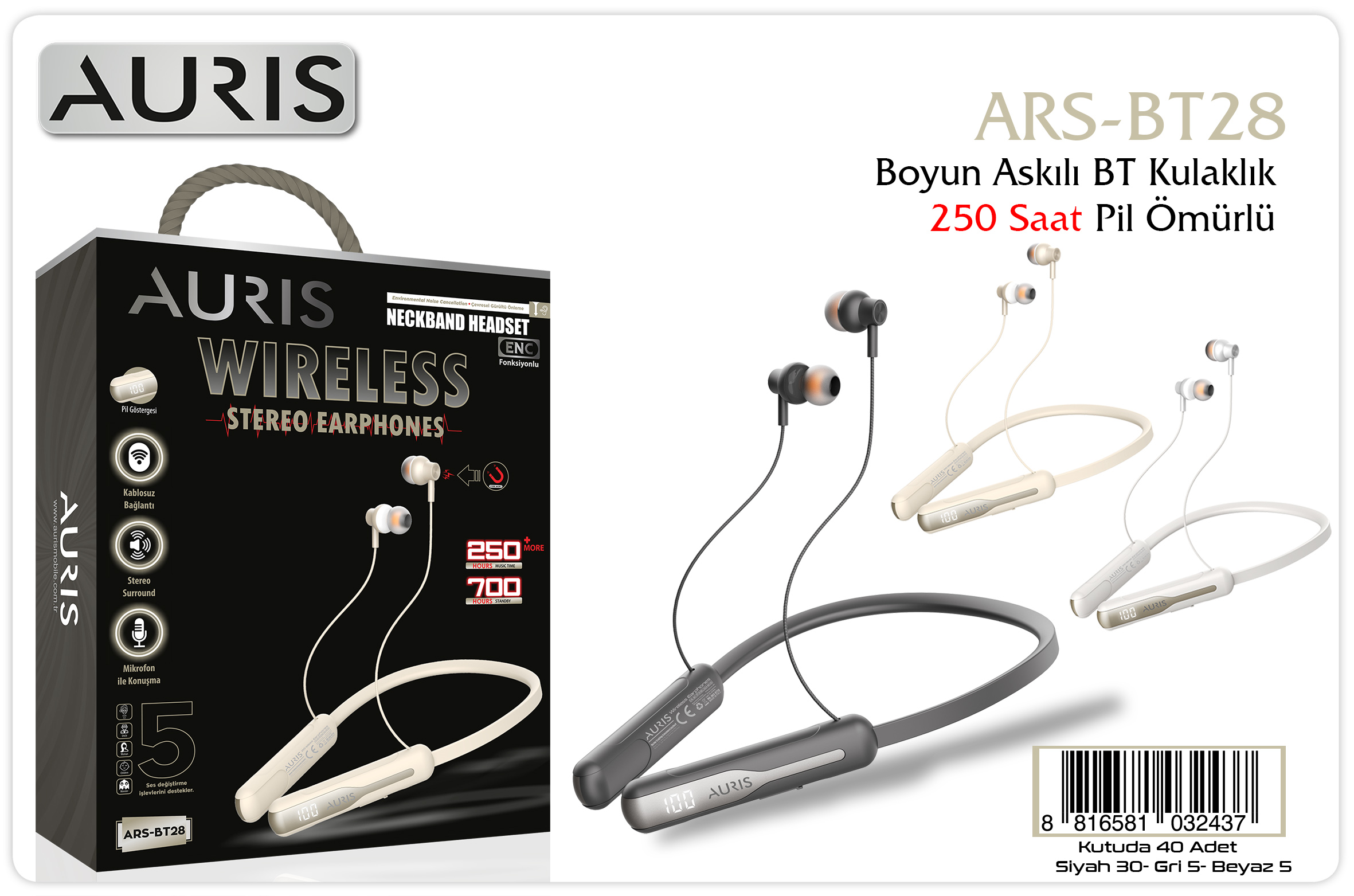 BT28 250 Saat LCD Boyun Askılı