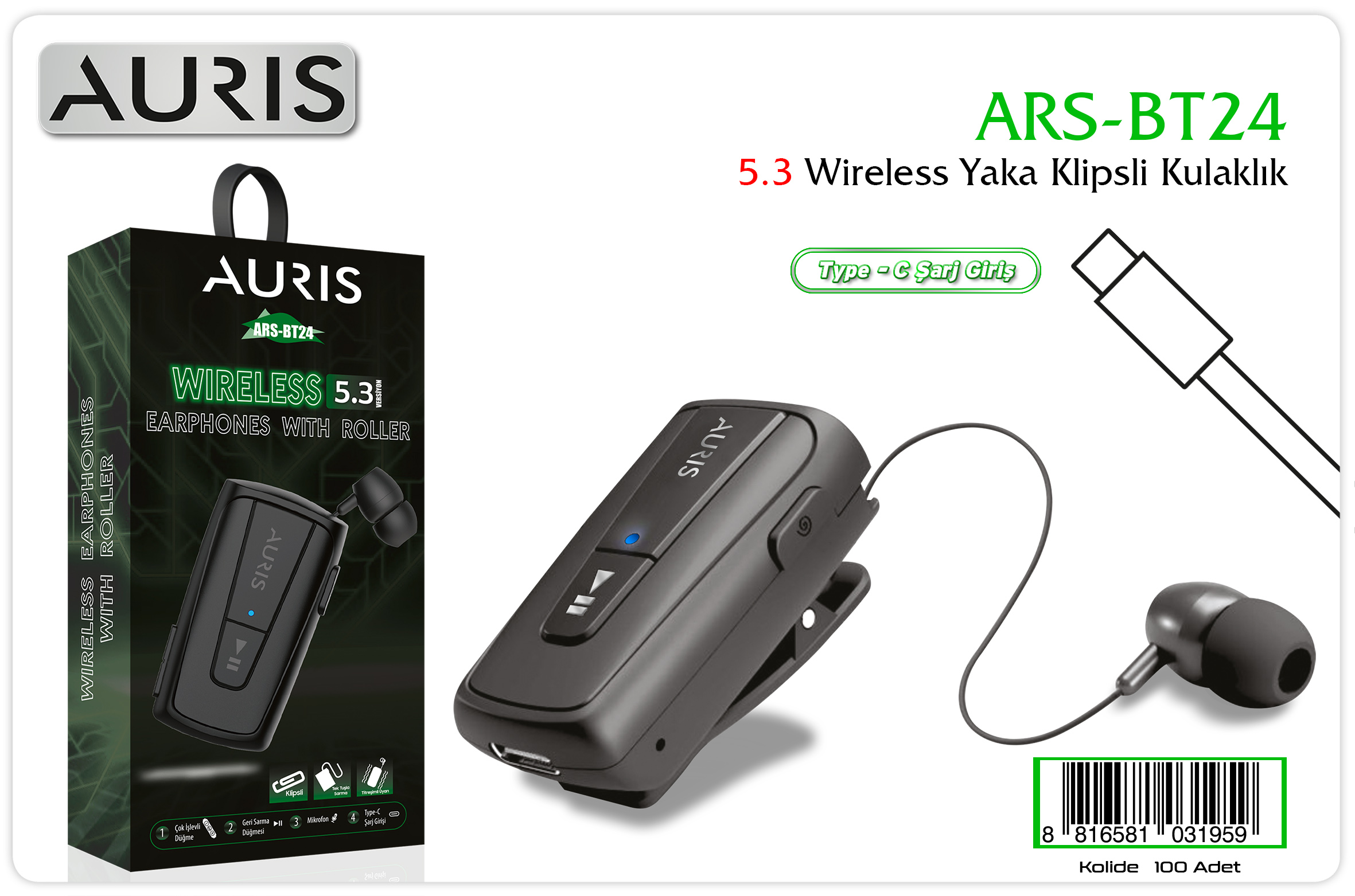 BT24 Makaralı Bluetooth Kul.