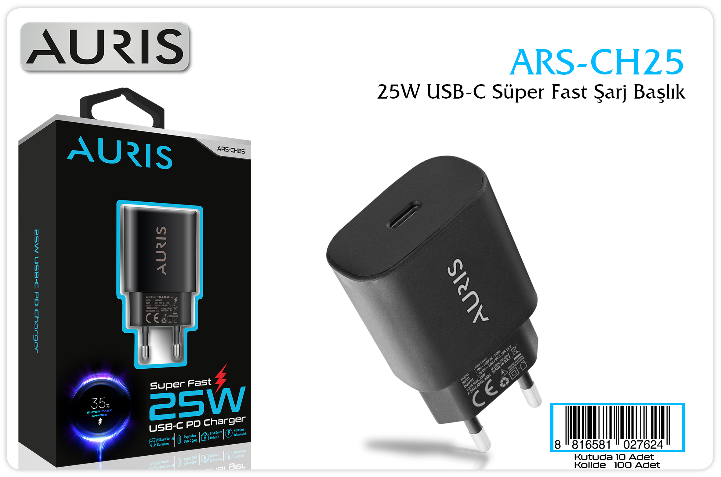 CH25 Usb-C 25W Kafa Siyah