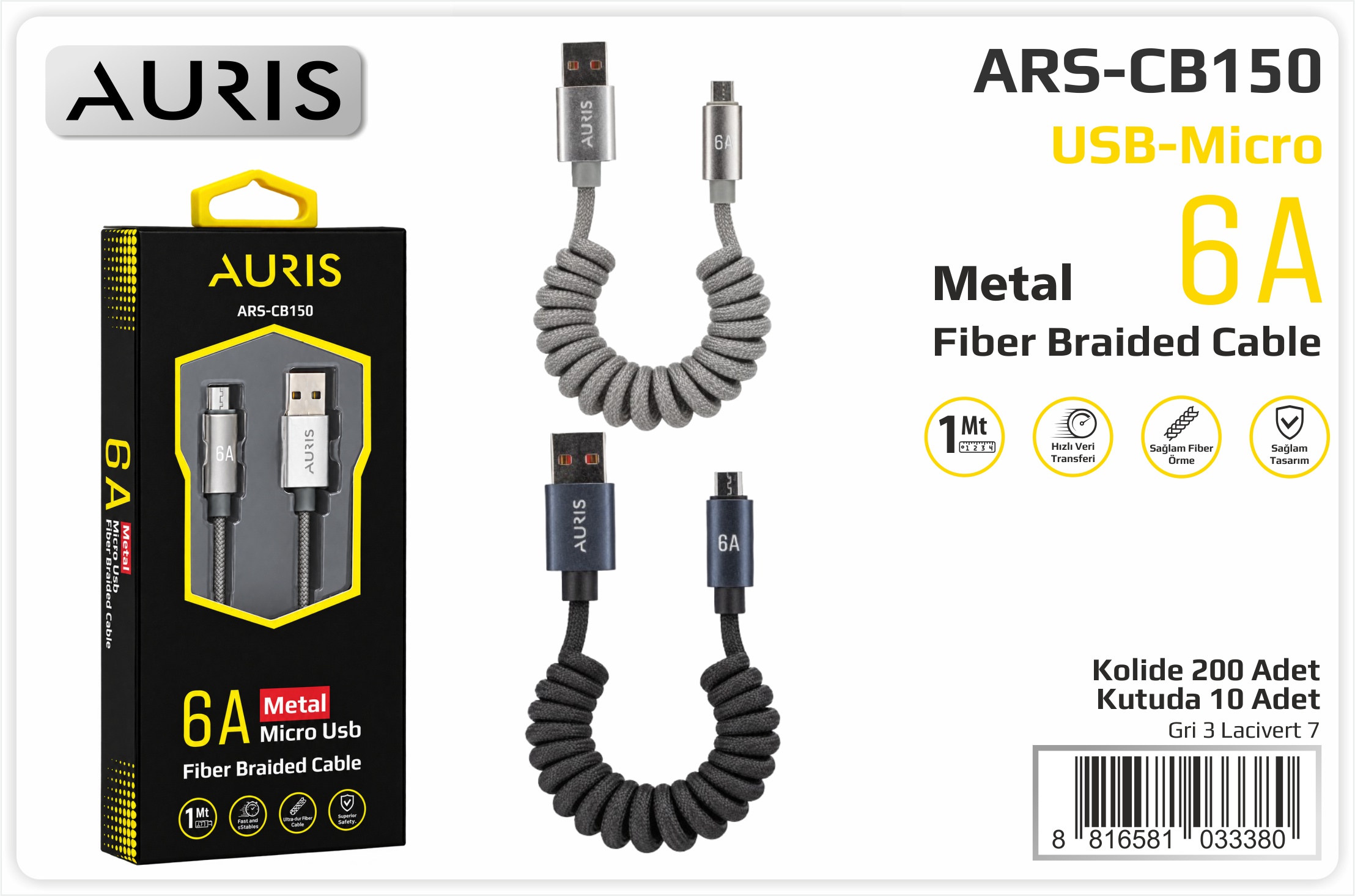 CB150 6A Micro Metal Hasır Kablo