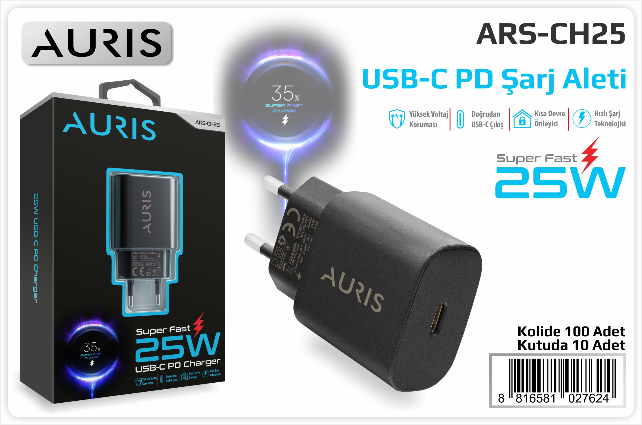 CH25 25W Başlık Usb-C Siyah (Sams.) 