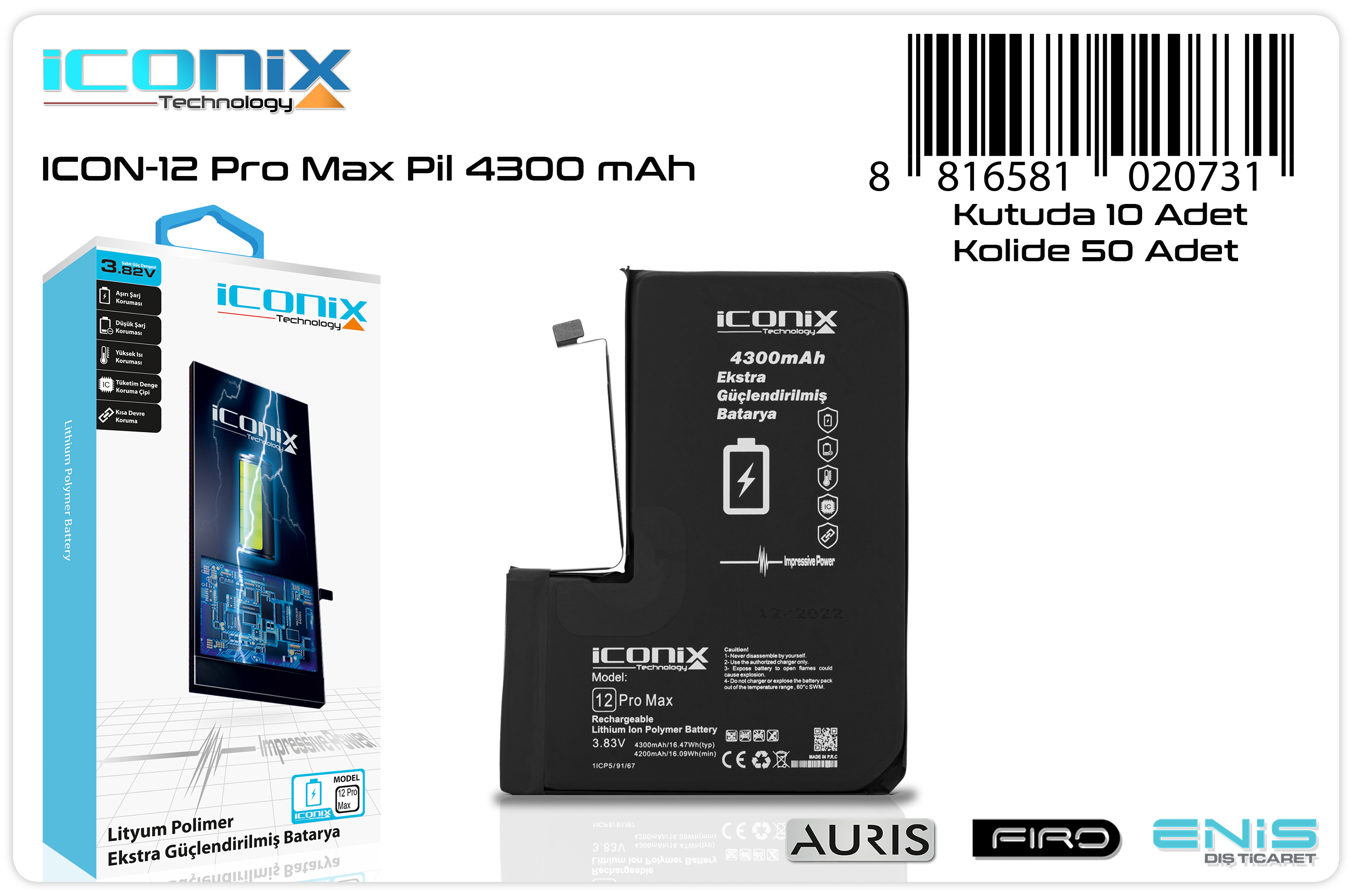 İCON-12 PRO MAX PİL 4300 mAh