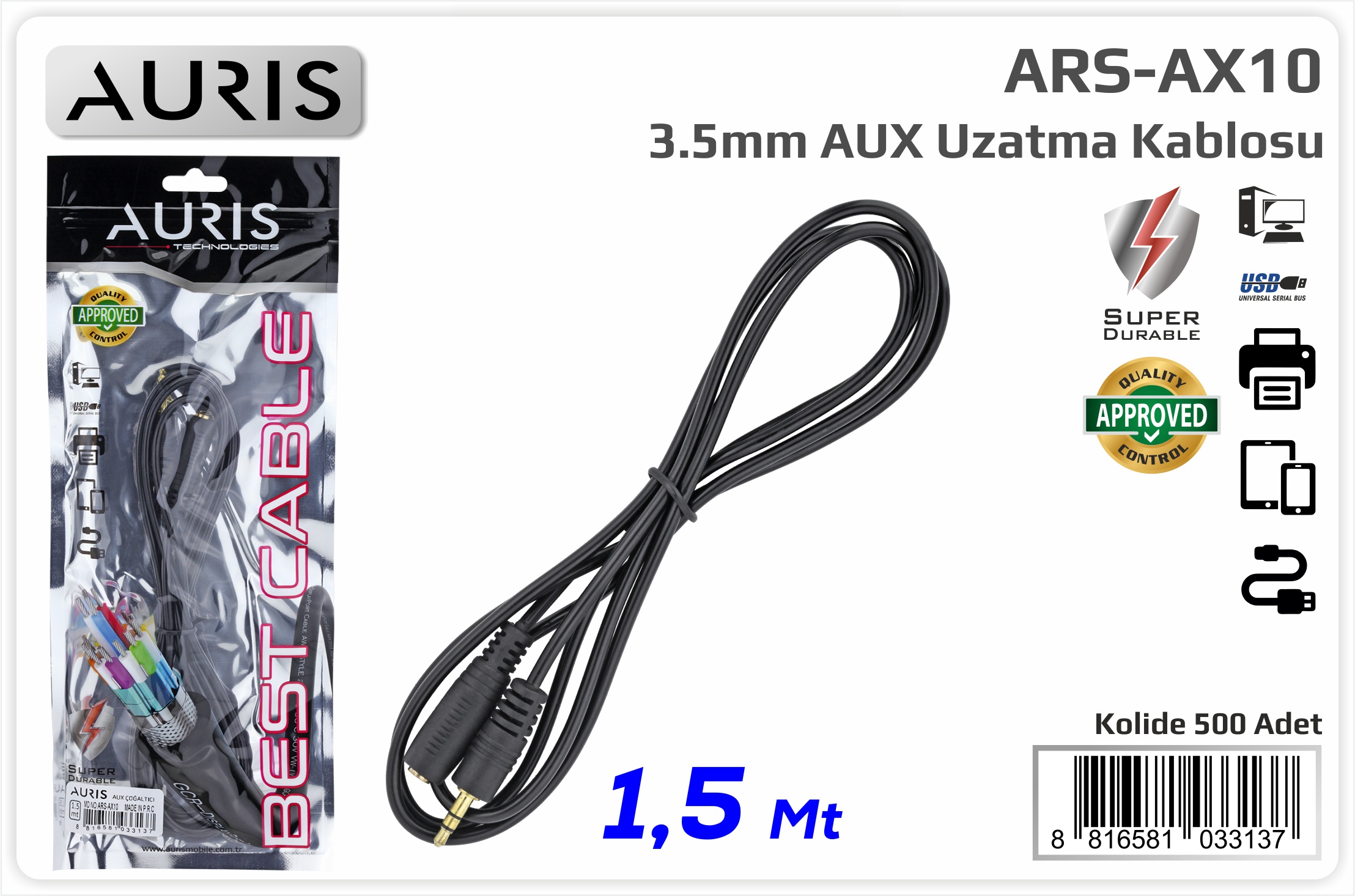 AX10 Aux Çoğaltıcı Kablo 1.5mt.