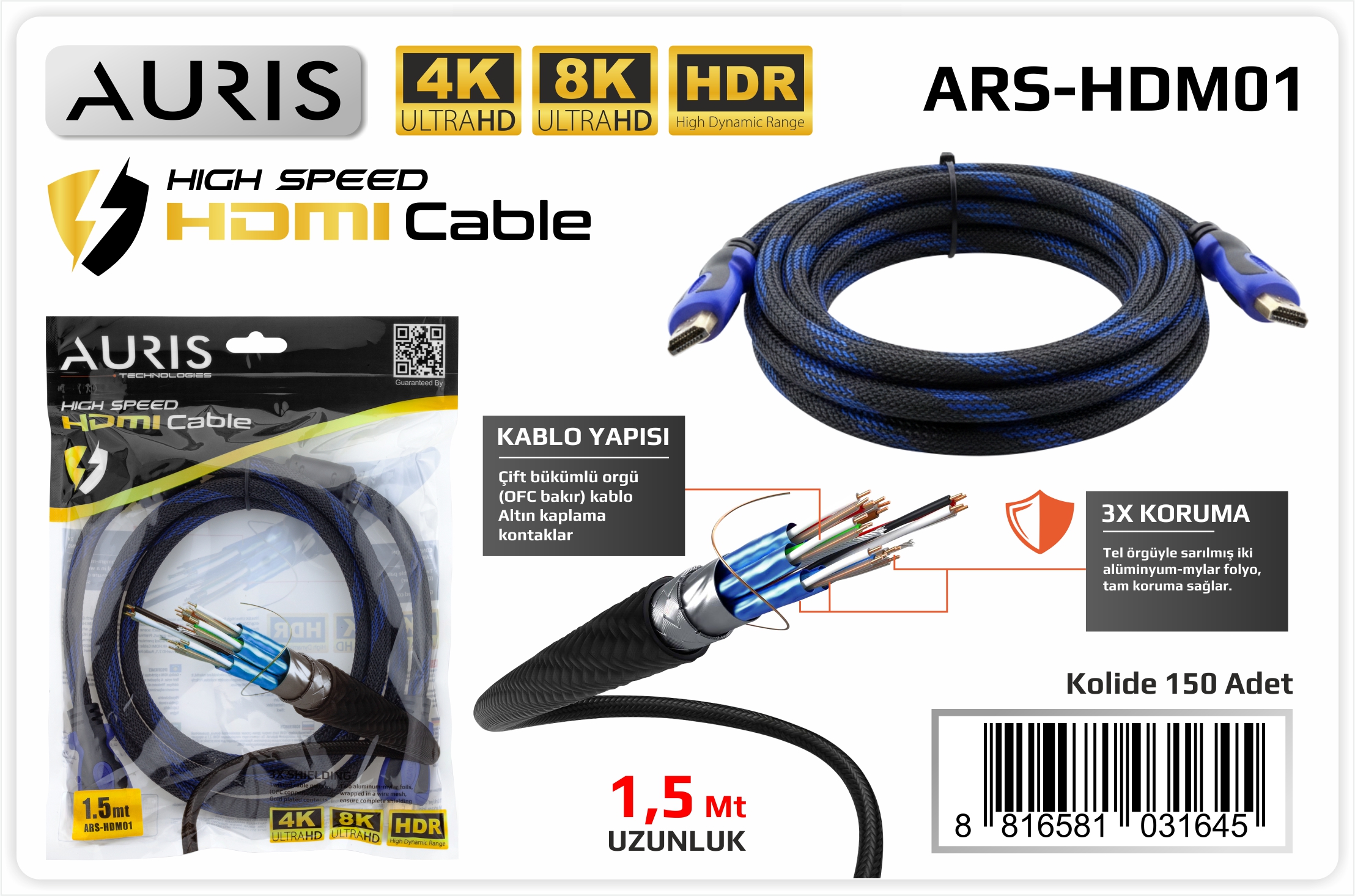 HDM01 HDMİ Kablo 1.5M