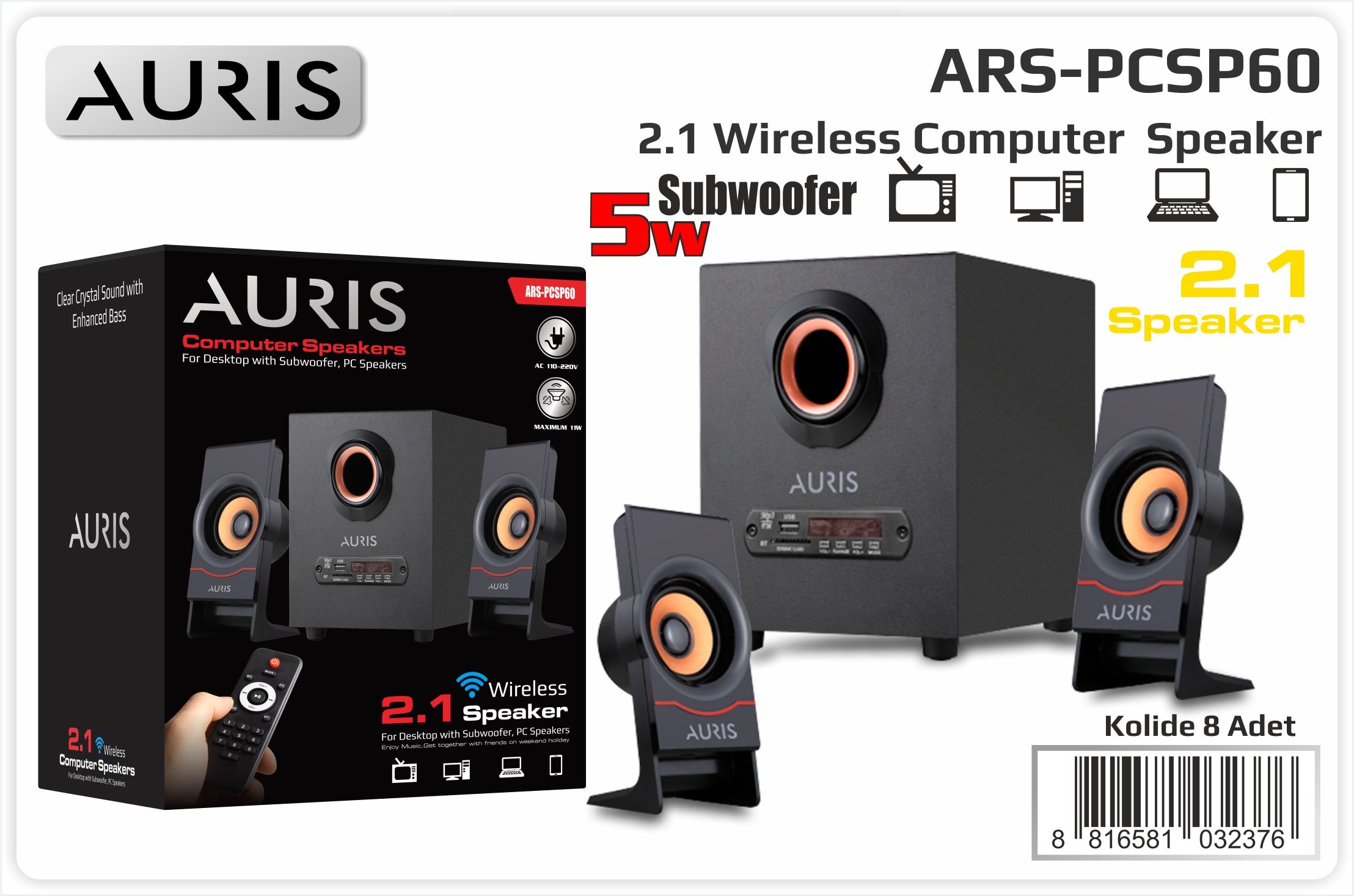 PCSP60 PC Speaker 2+1 Wireless